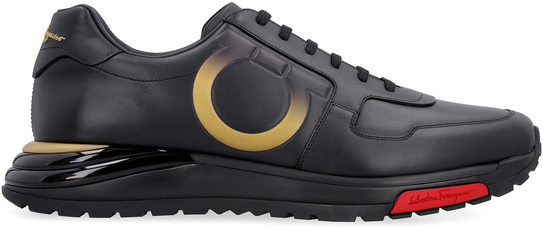 salvatore ferragamo men's borg gancini leather sneakers