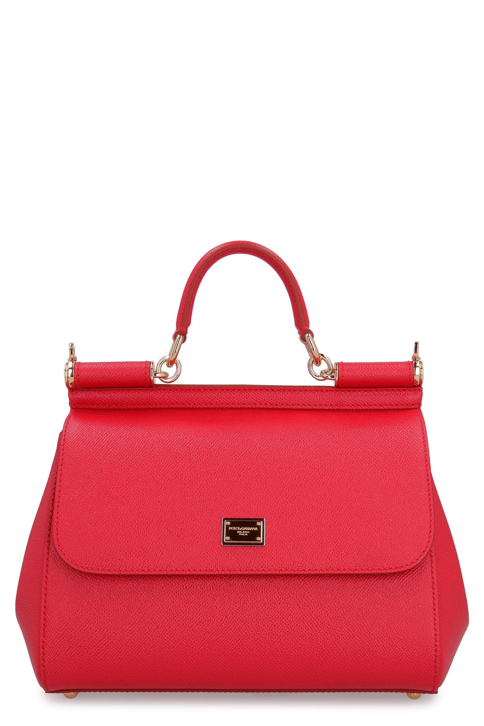 Dolce & Gabbana Sicily Medium Leather Handbag In Red