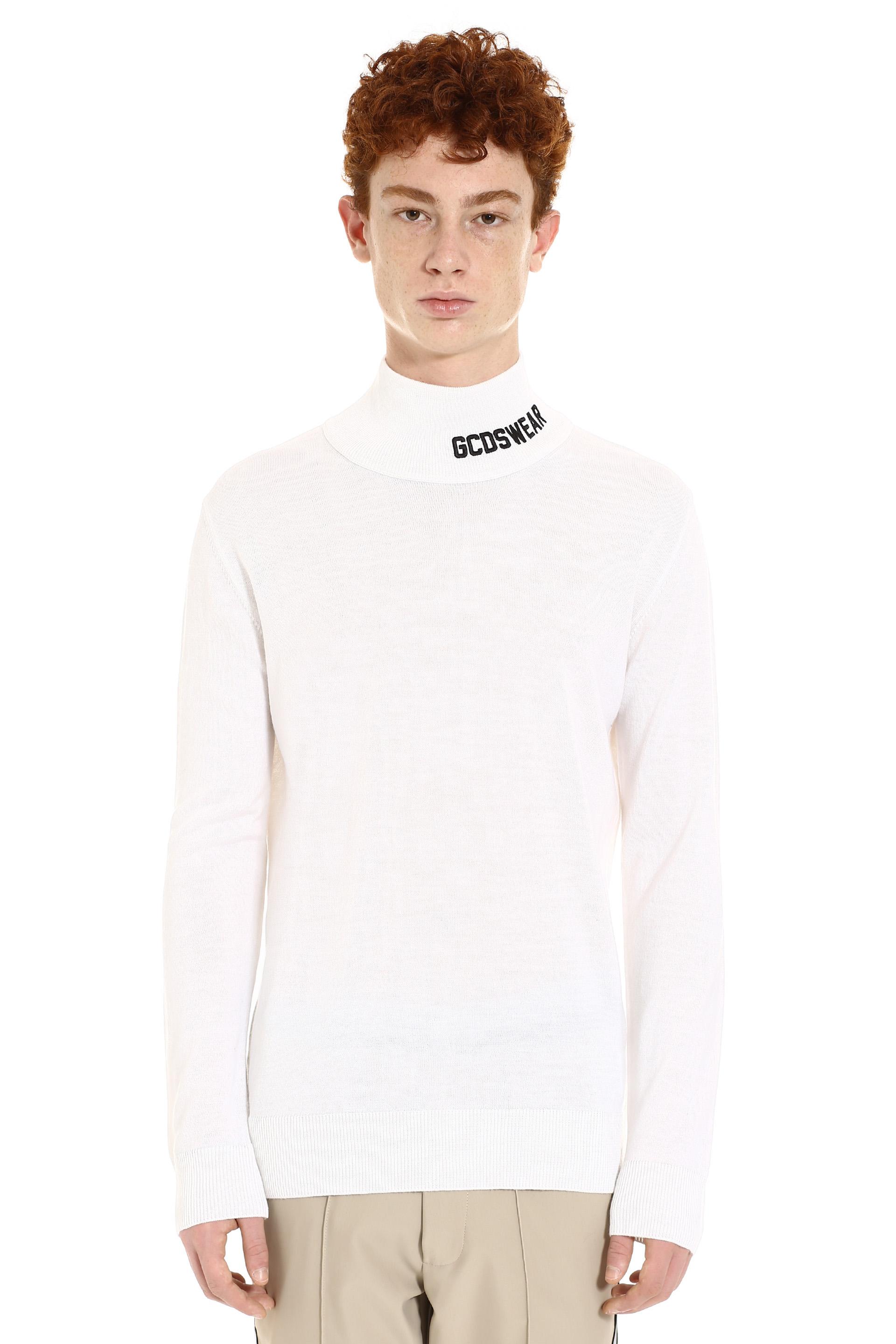 Gcds Wool Woll Blend Turtleneck Sweater in White for Men Lyst