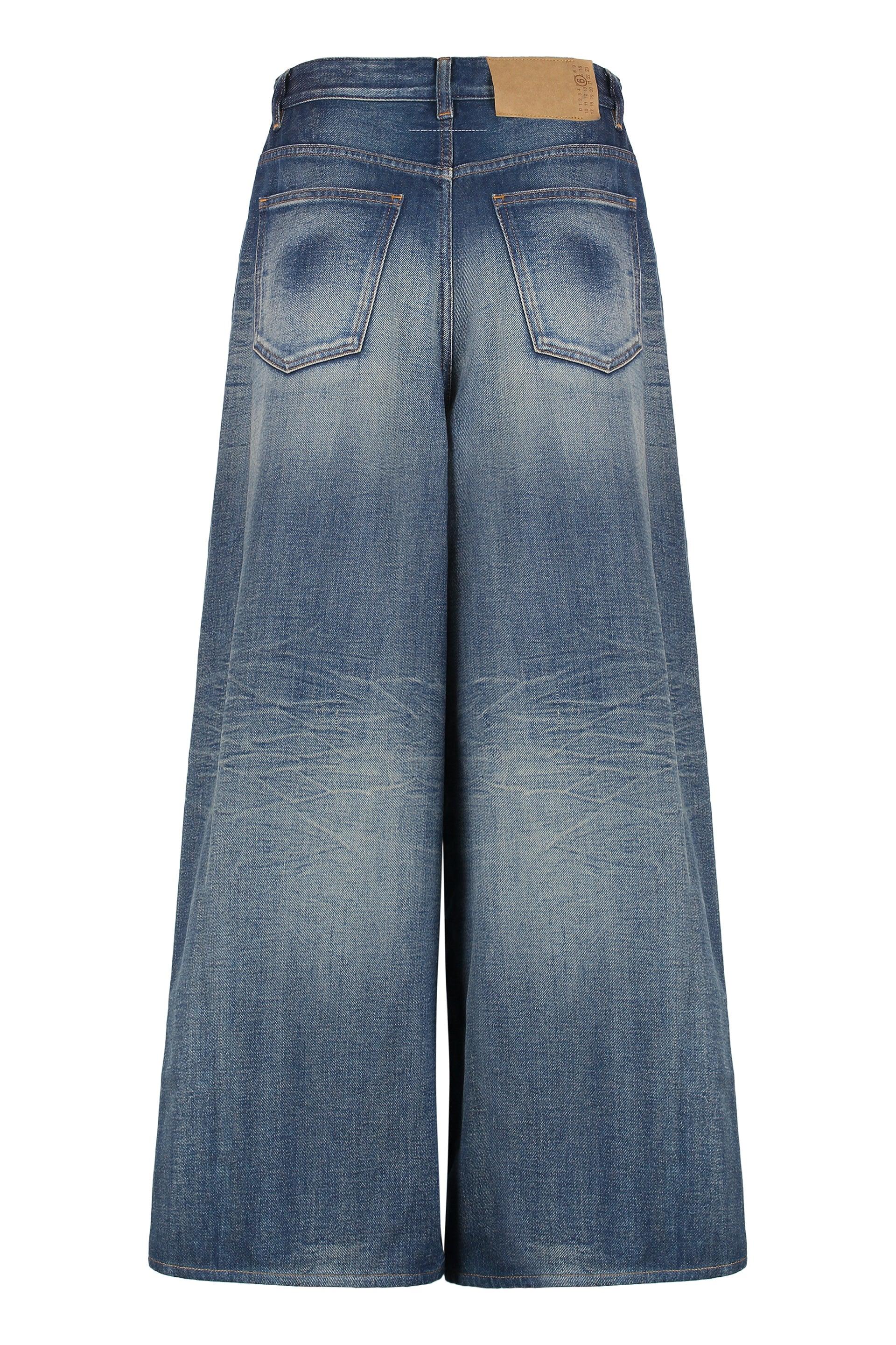 パンツ mm6 crease effect wide leg jeans 23aw MM6 Maison Margiela Men's' Crease Effect Wide Leg Jeans in