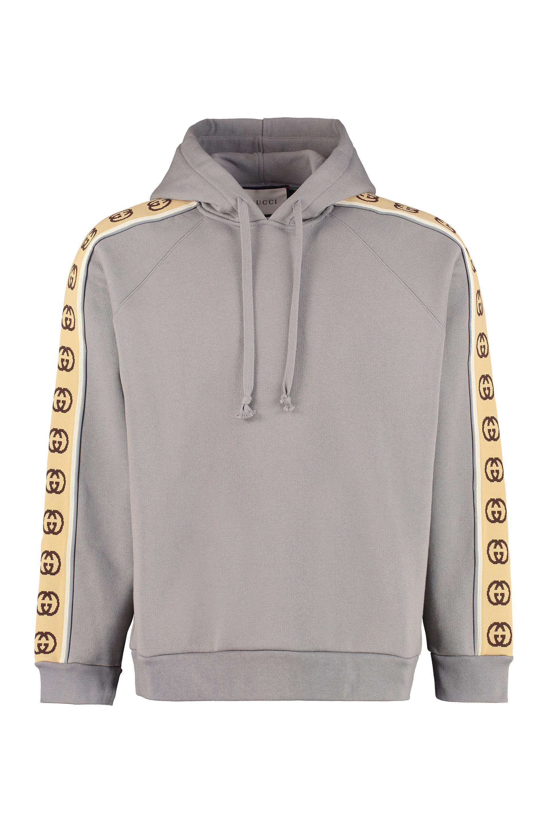 Gucci Logo-tape Cotton-jersey Hoody in Grey (Gray) for Men - Save 22% ...