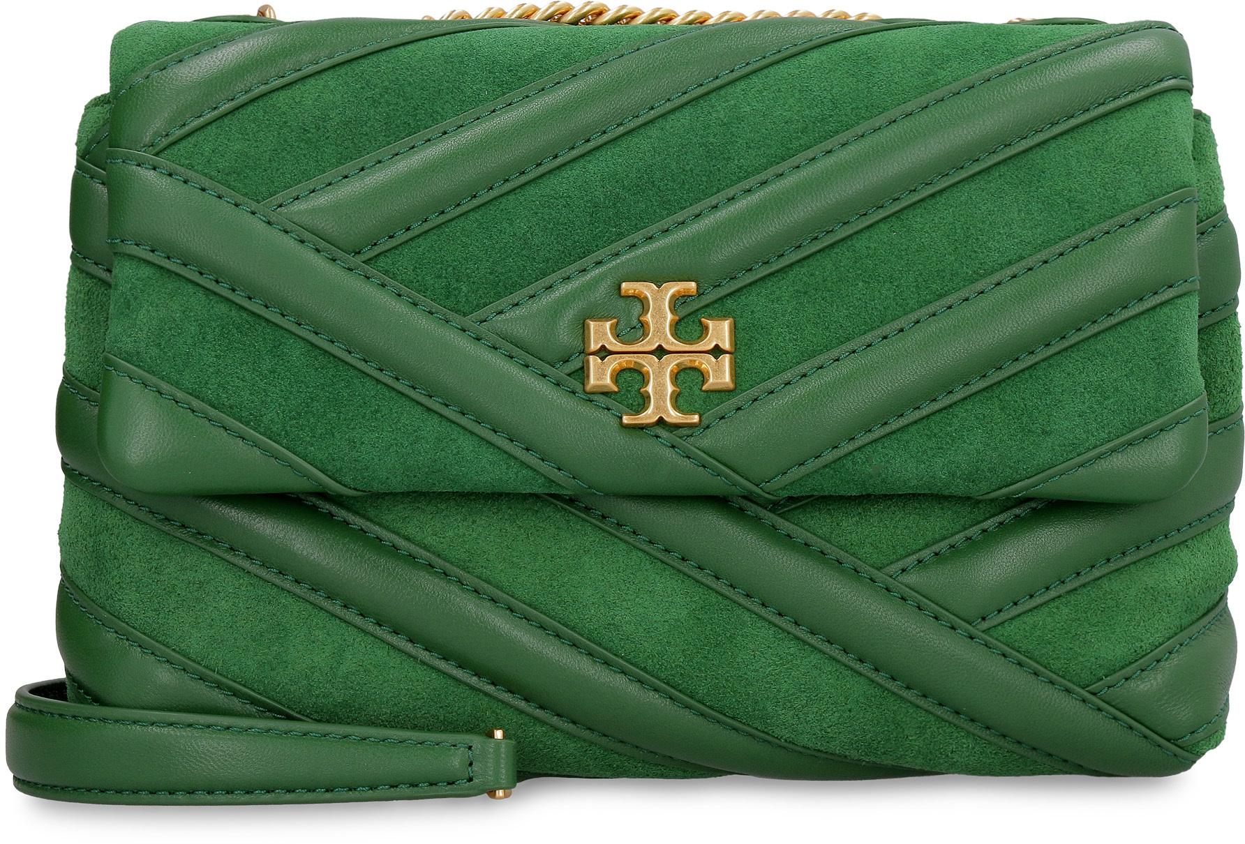Tory Burch Kira Leather And Suede Bag in Green