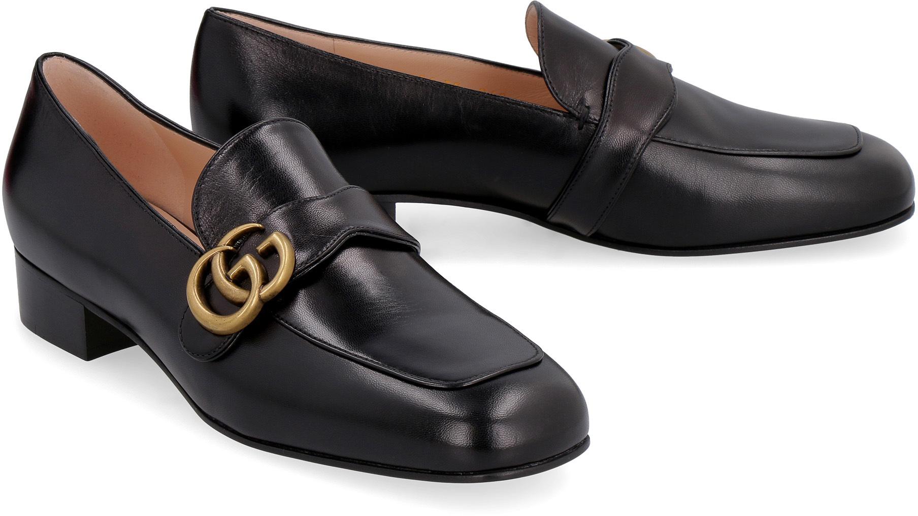 Gucci Marmont Logodetail Leather Loafers in Black Save 37 Lyst