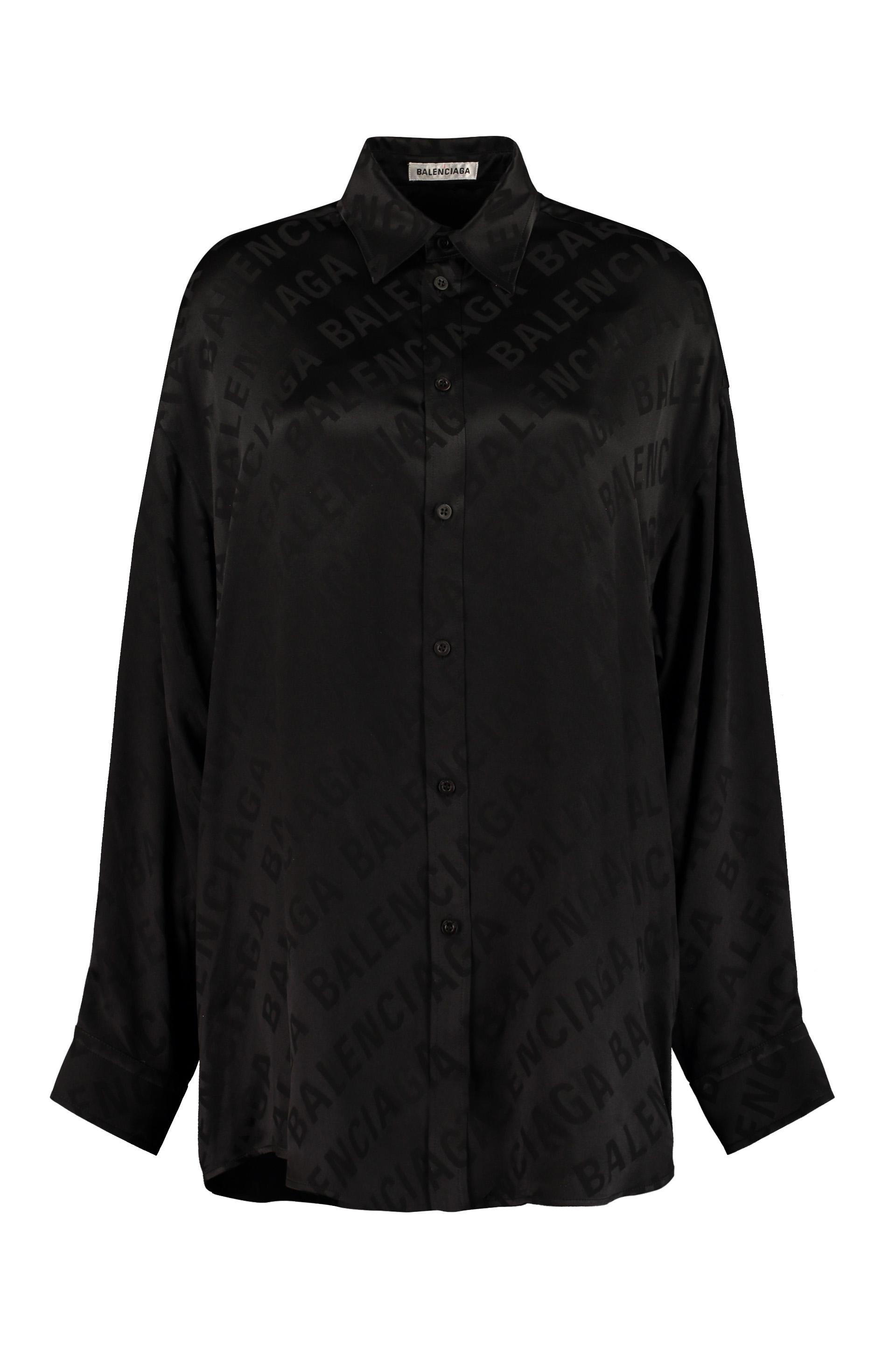 Balenciaga Allover Logo Jacquard Shirt in Black | Lyst