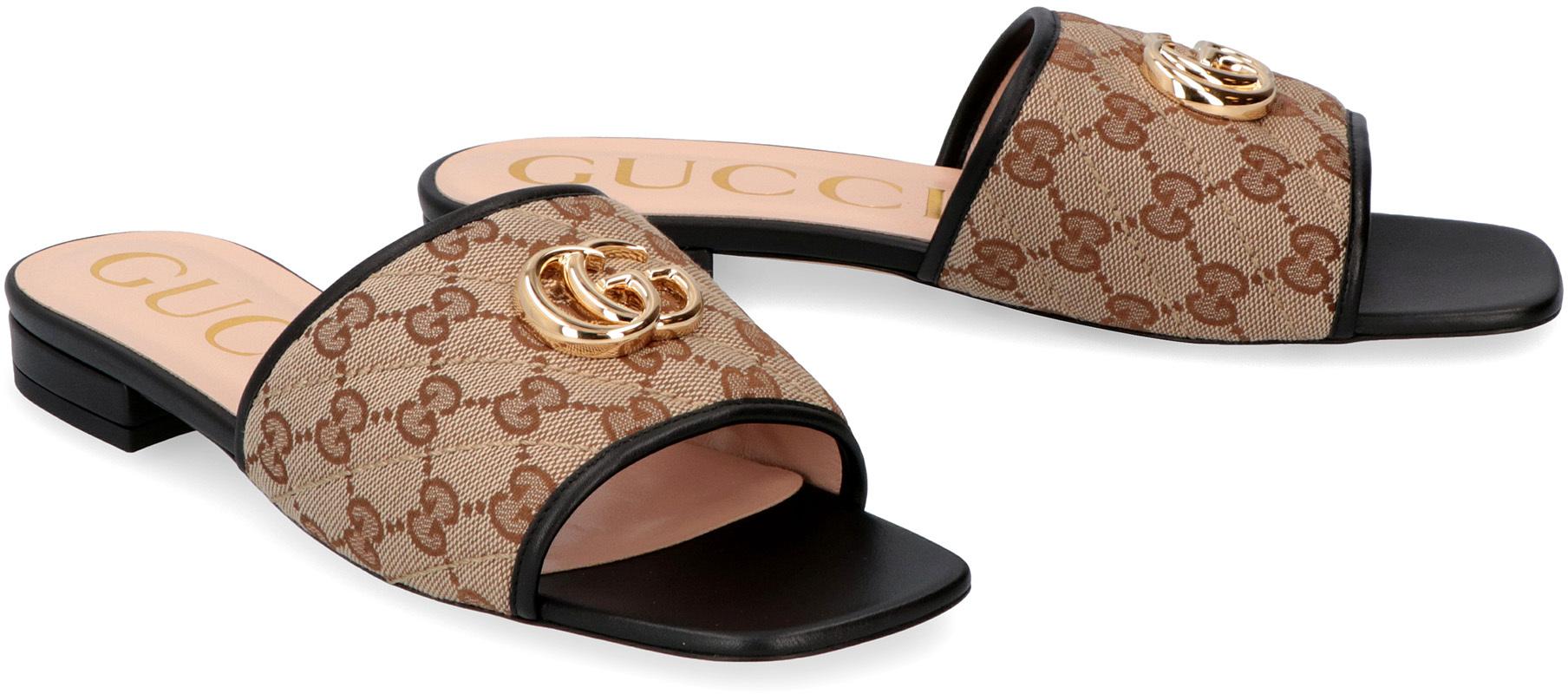 women's gg matelassé canvas slide sandal