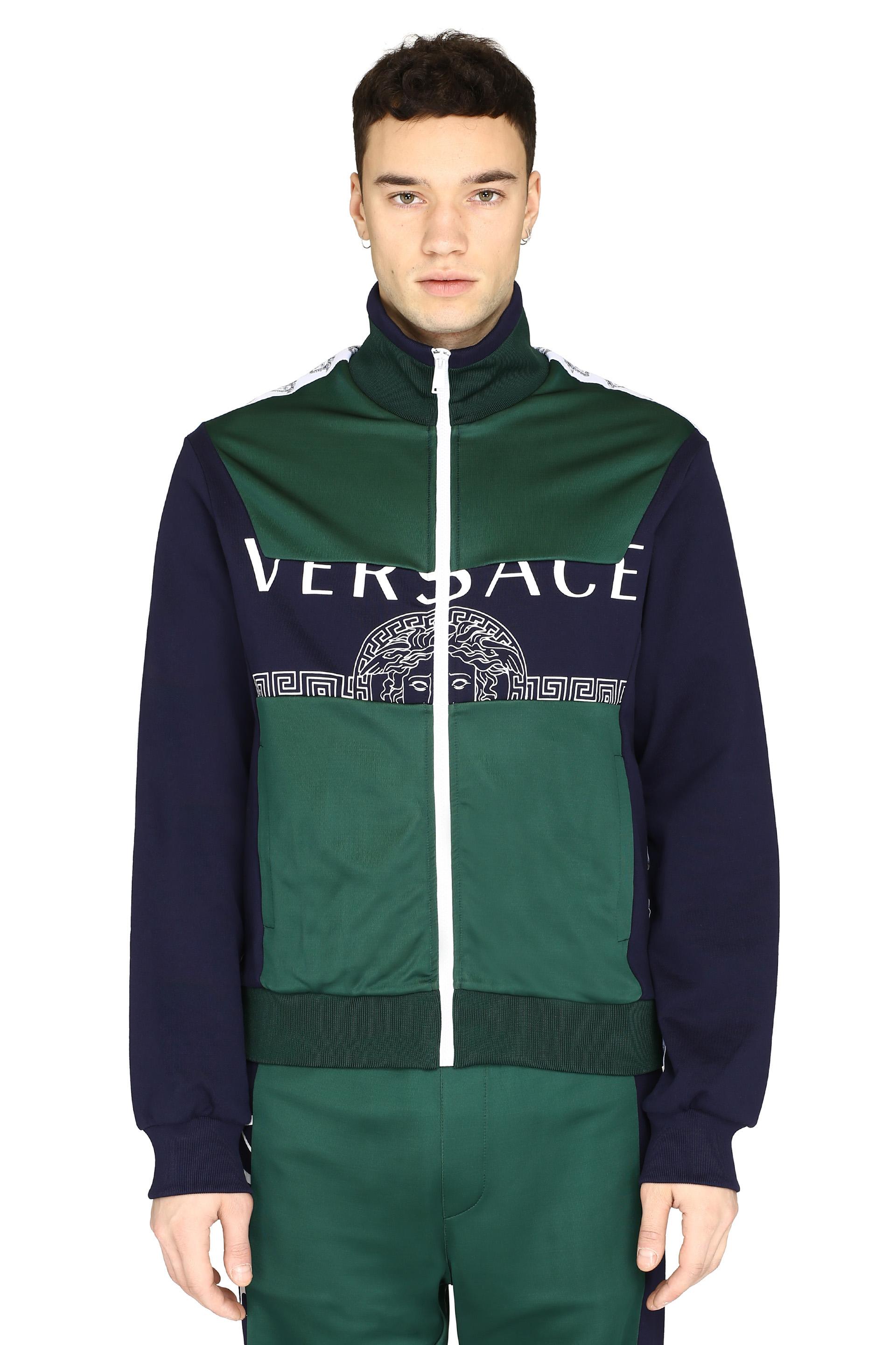 Versace Synthetic Panel Logo Track Jacket in Green & Blue (Green) for Men |  Lyst