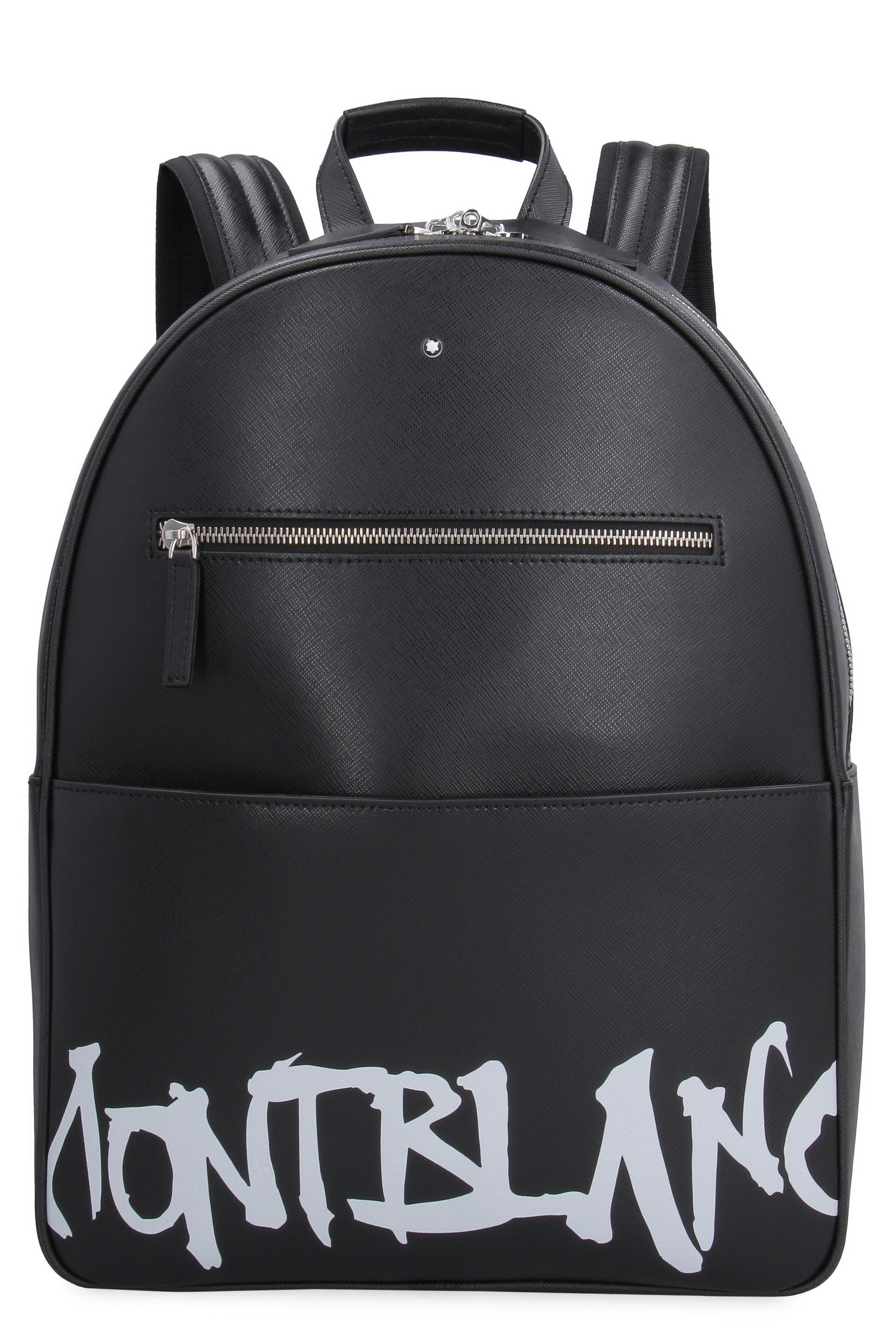 Montblanc Men's Saffiano Leather Graffiti Logo Backpack in Black for Men |  Lyst