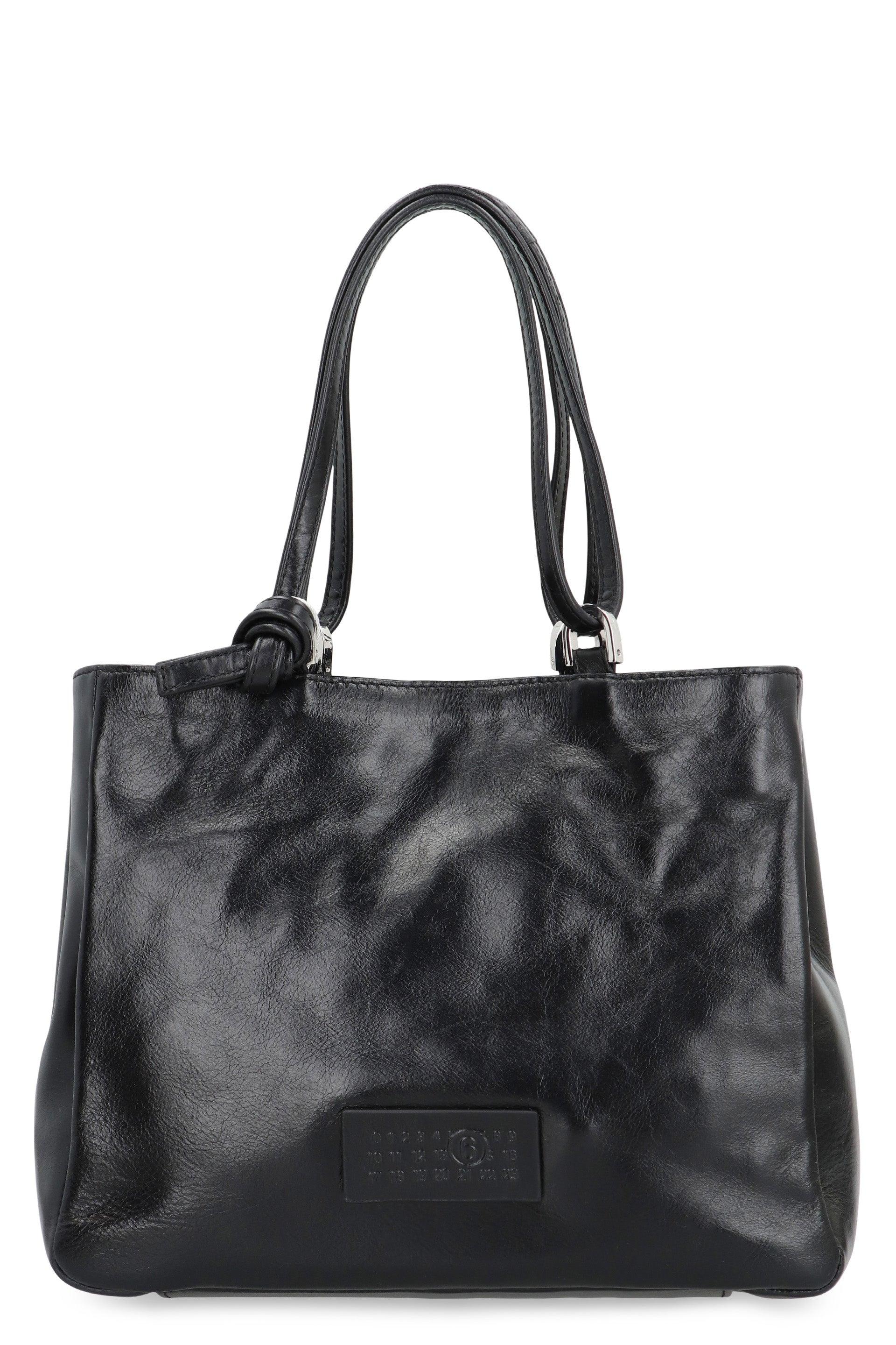MM6 by Maison Margiela Leather Tote in Black | Lyst