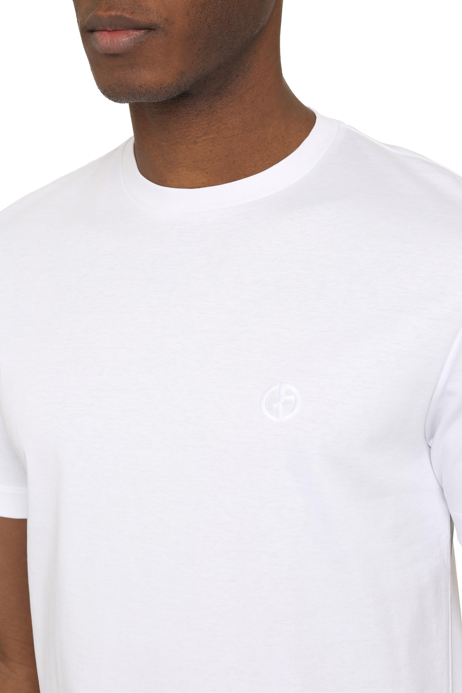 Giorgio Armani Cotton Crew-neck T-shirt in White for Men | Lyst