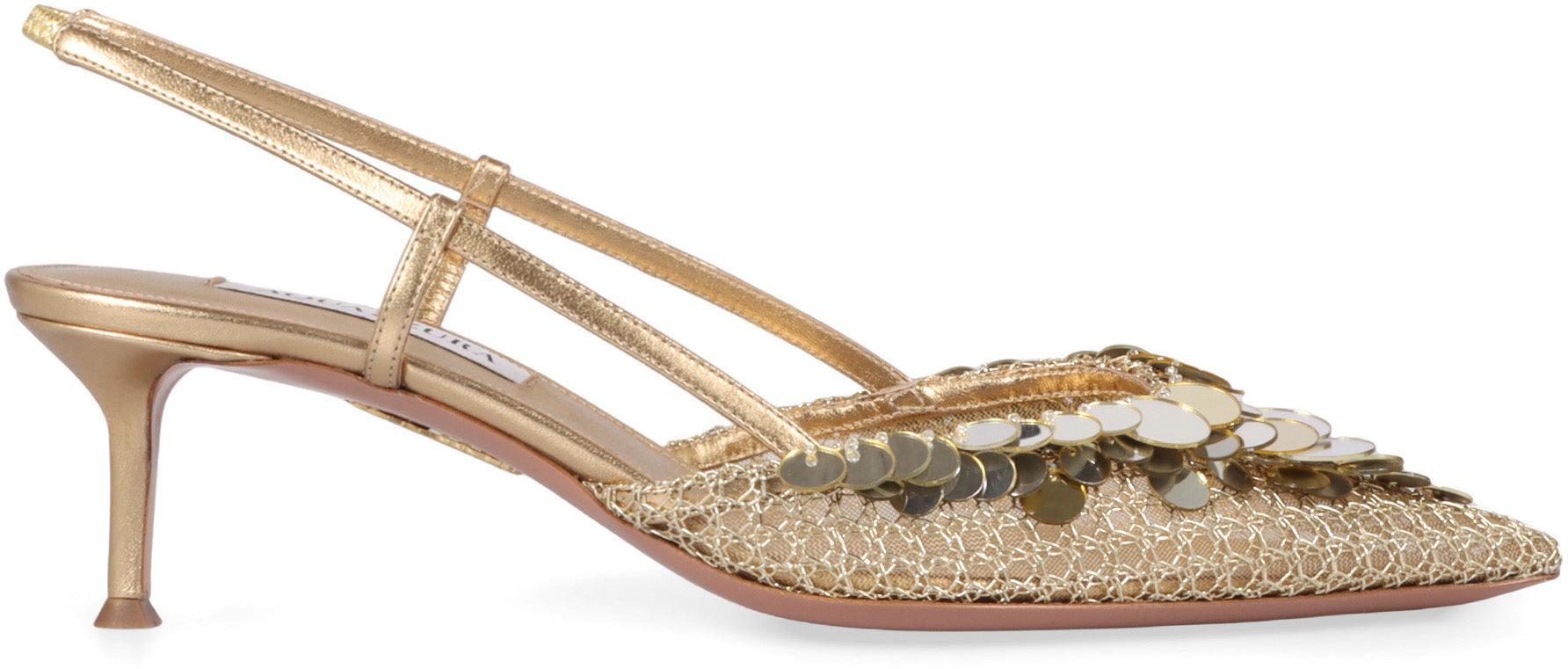 【送料&関税込】Aquazzura Can Can Pointy-toe Slingback Aquazzura Can Can Pointy-Toe Slingback in Metallic | Lyst