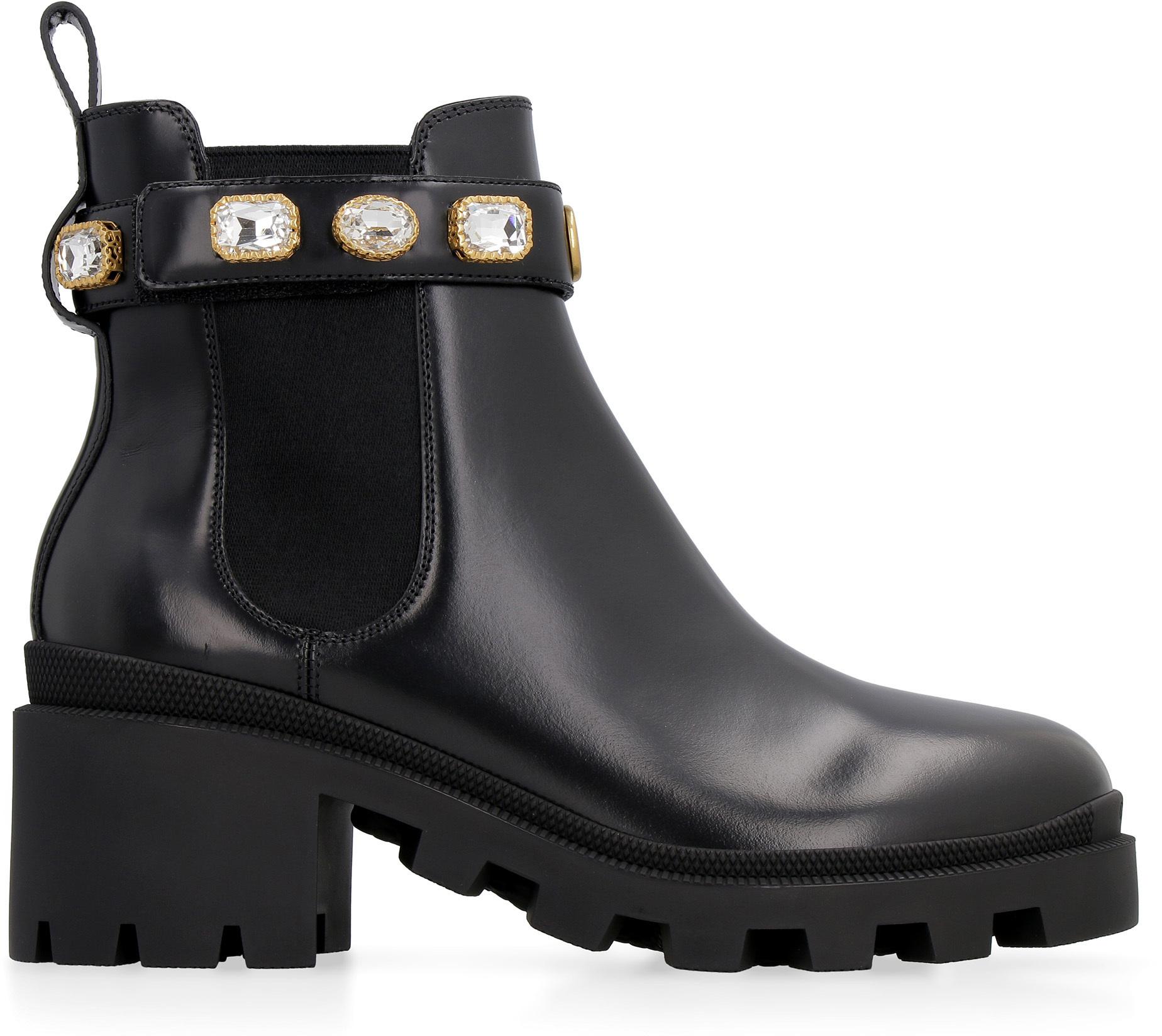 Gucci Leather Ankle Boot With Belt in Black - Save 66% | Lyst