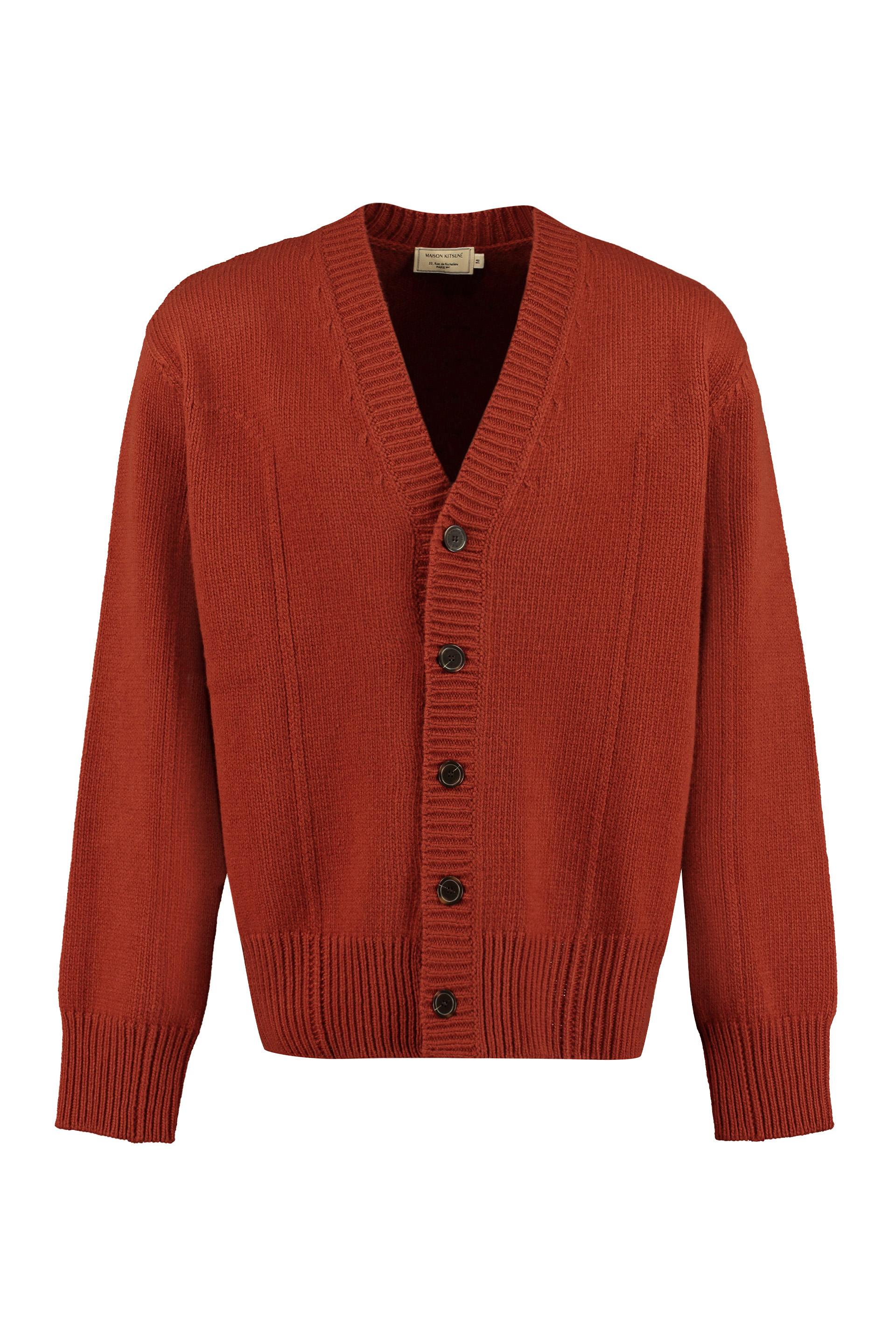 maison kitsune wool cardigan