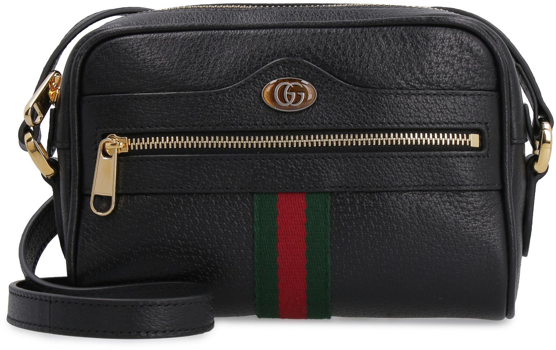 Gucci Suede Ophidia Leather Crossbody Bag in Black - Lyst