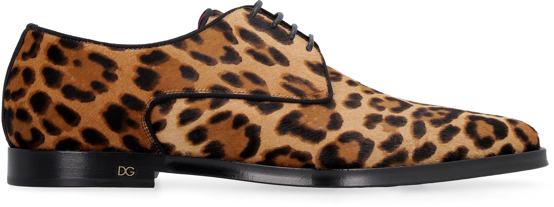 Dolce & Gabbana Leopard-print Pony Hair Derby Shoes in Brown for Men | Lyst