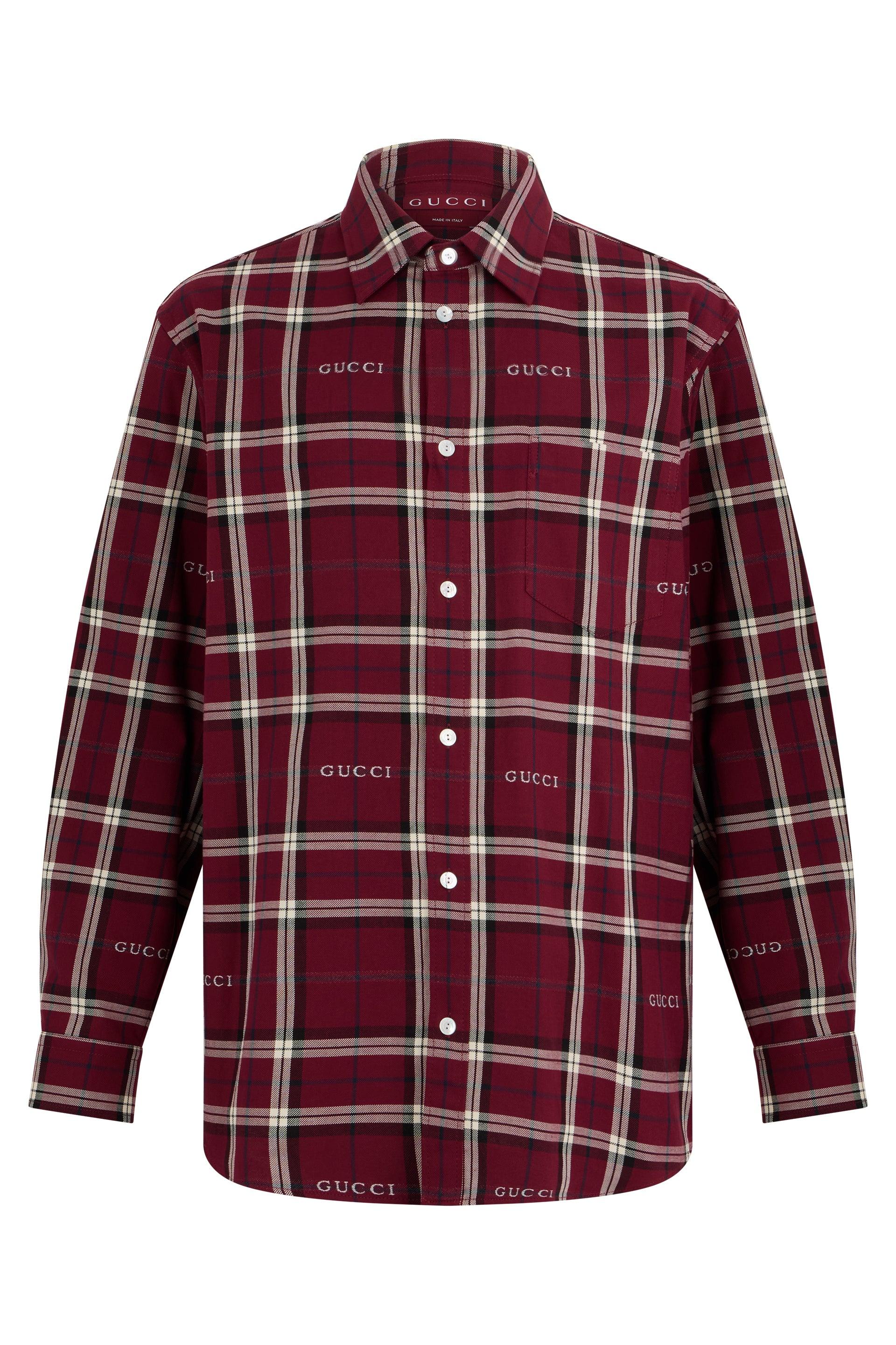 gucci-Burgundy-Checked-Cotton-