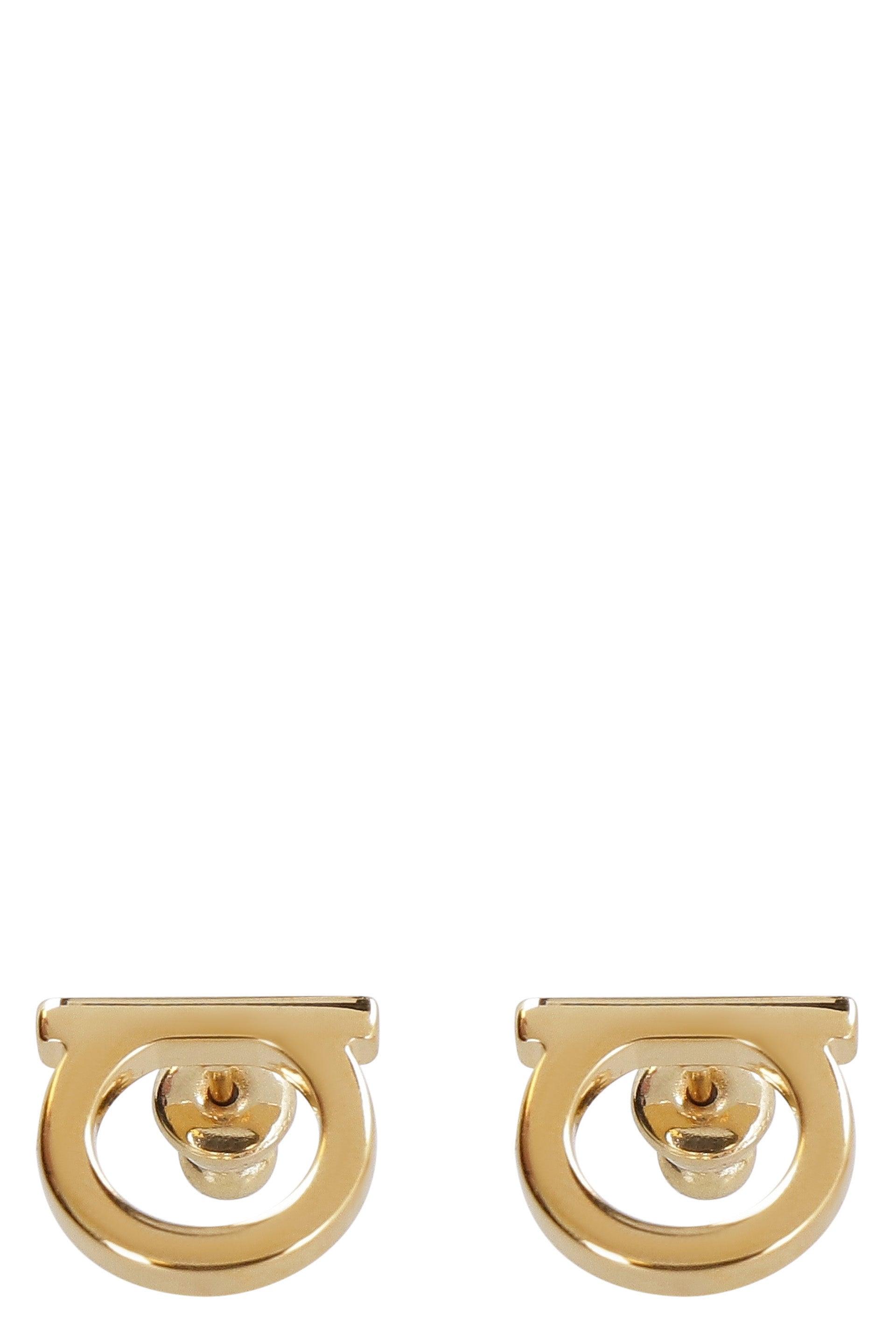Ferragamo Classic Gancini Logo Earrings in Metallic | Lyst