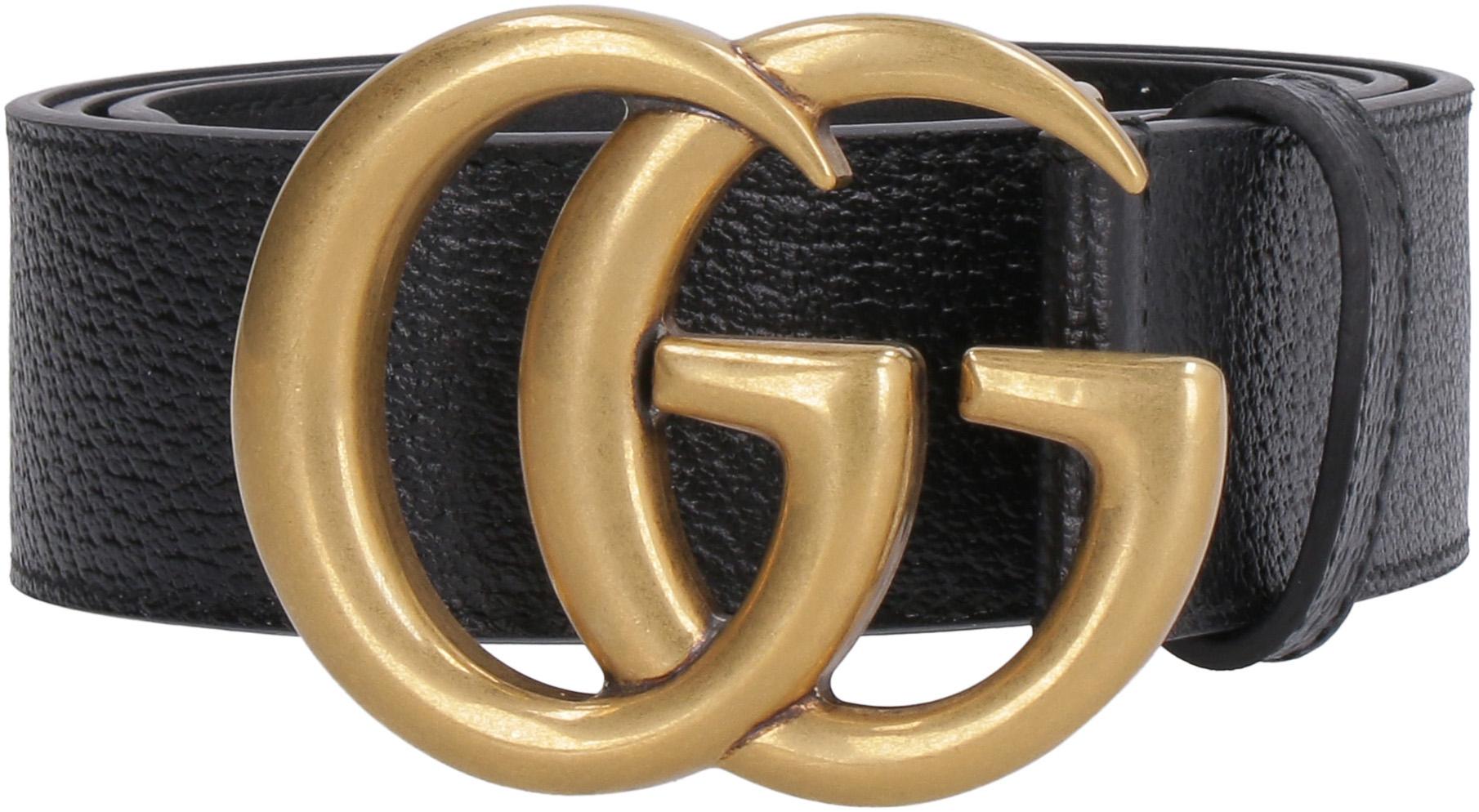Gucci Leather GG Marmont Reversible Belt in Black/Gold (Black) - Save ...