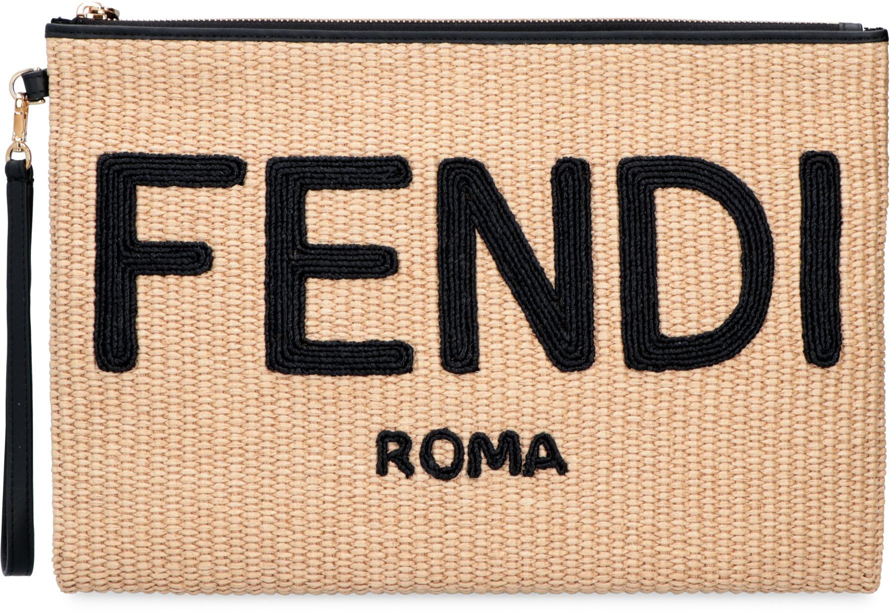 Fendi Straw Clutch in Natural