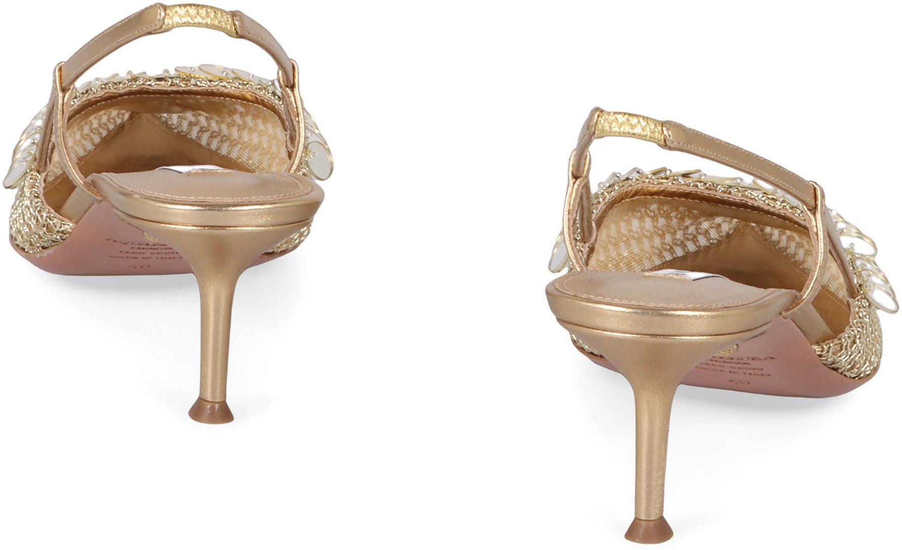 【送料&関税込】Aquazzura Can Can Pointy-toe Slingback Aquazzura Can Can 50MM Paillette-Embellished Suede & Mesh