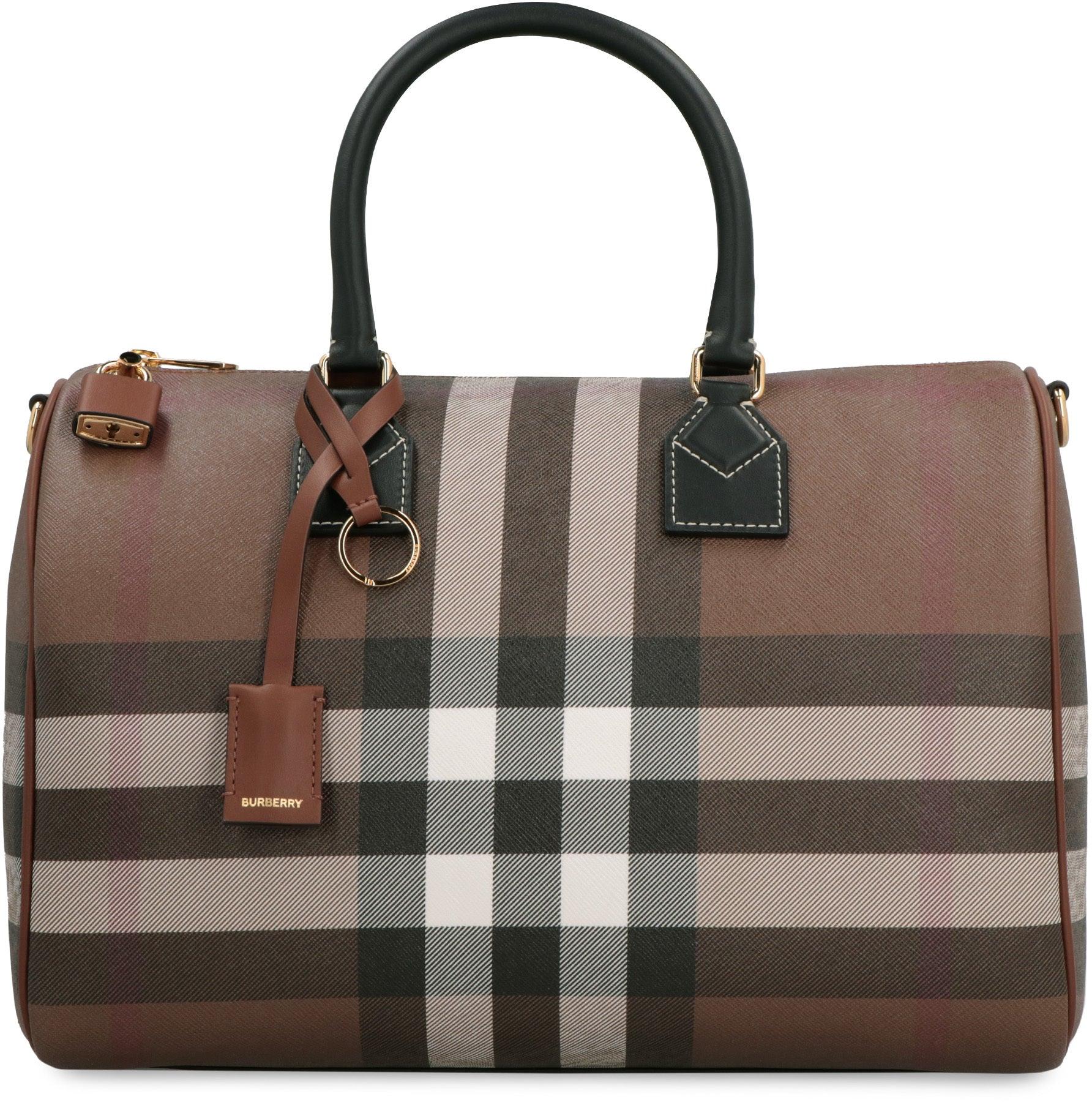 Burberry Check and Leather Elizabeth Bag Medium Dark Birch Brown in  Cotton/Polyurethane with Gold-tone - US