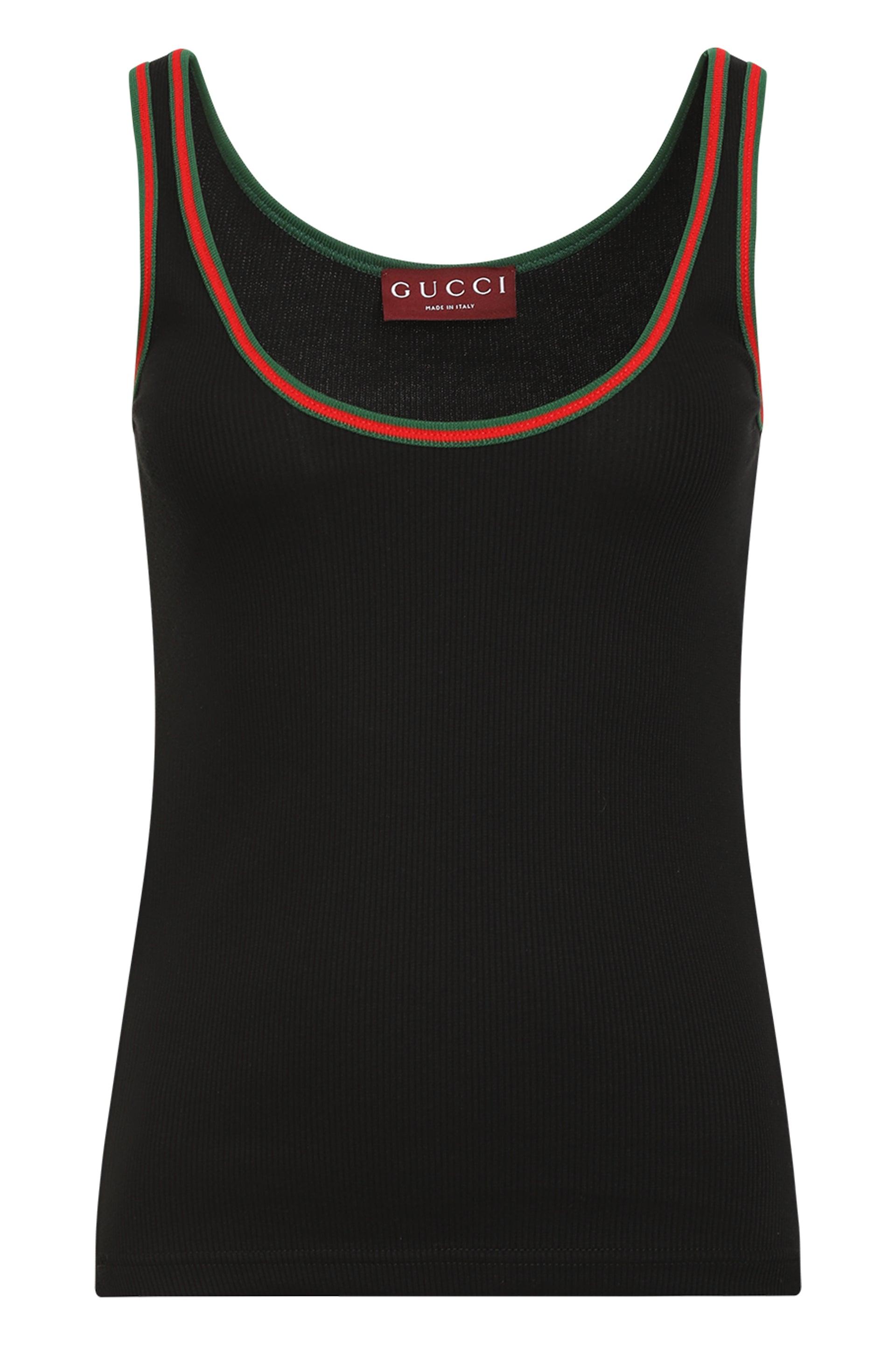 GUCCI 黒 M タンクトップ コットン100% Gucci Web Tank Top in Black | Lyst