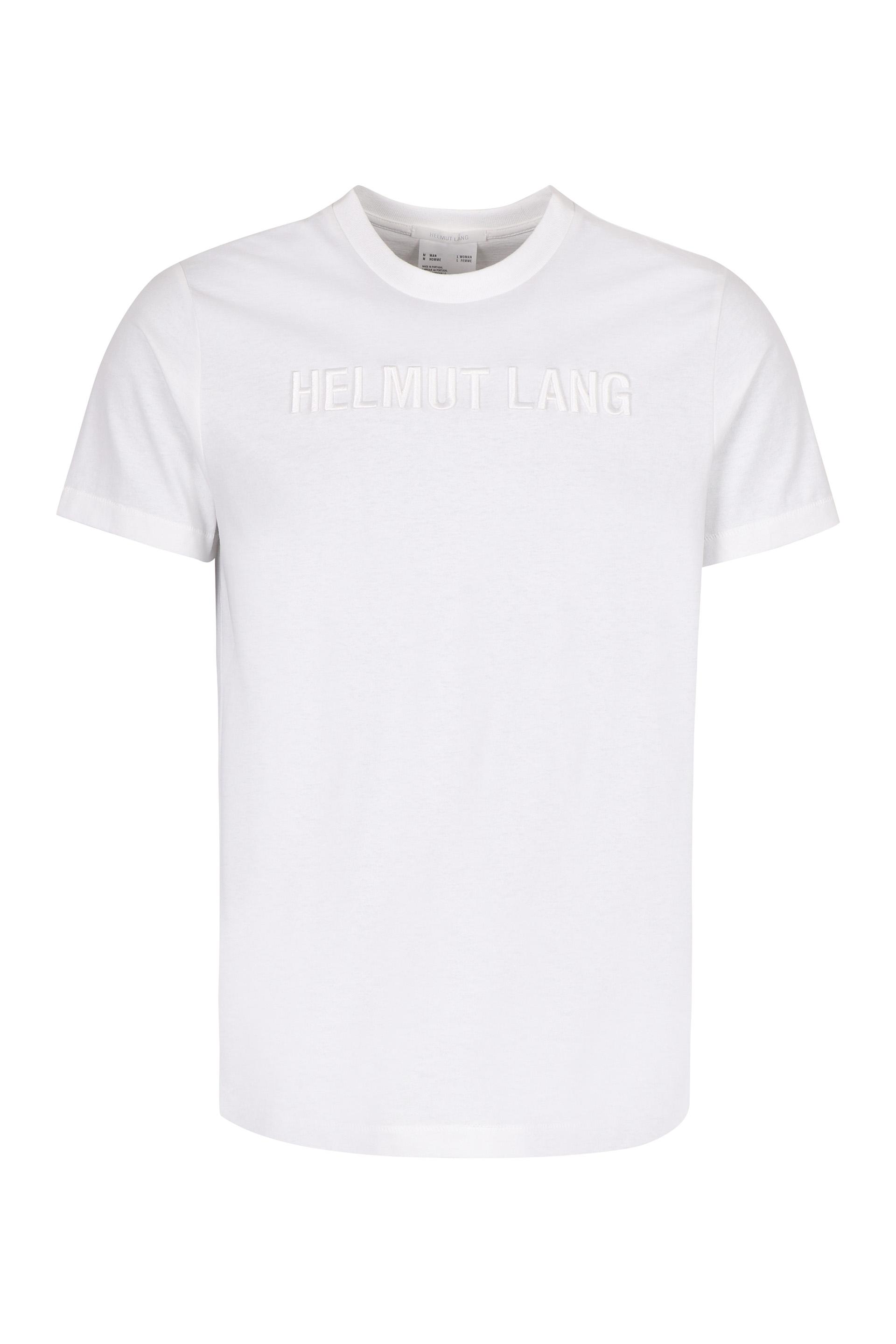 Helmut Lang Logo Print Cotton T-shirt in White for Men - Lyst