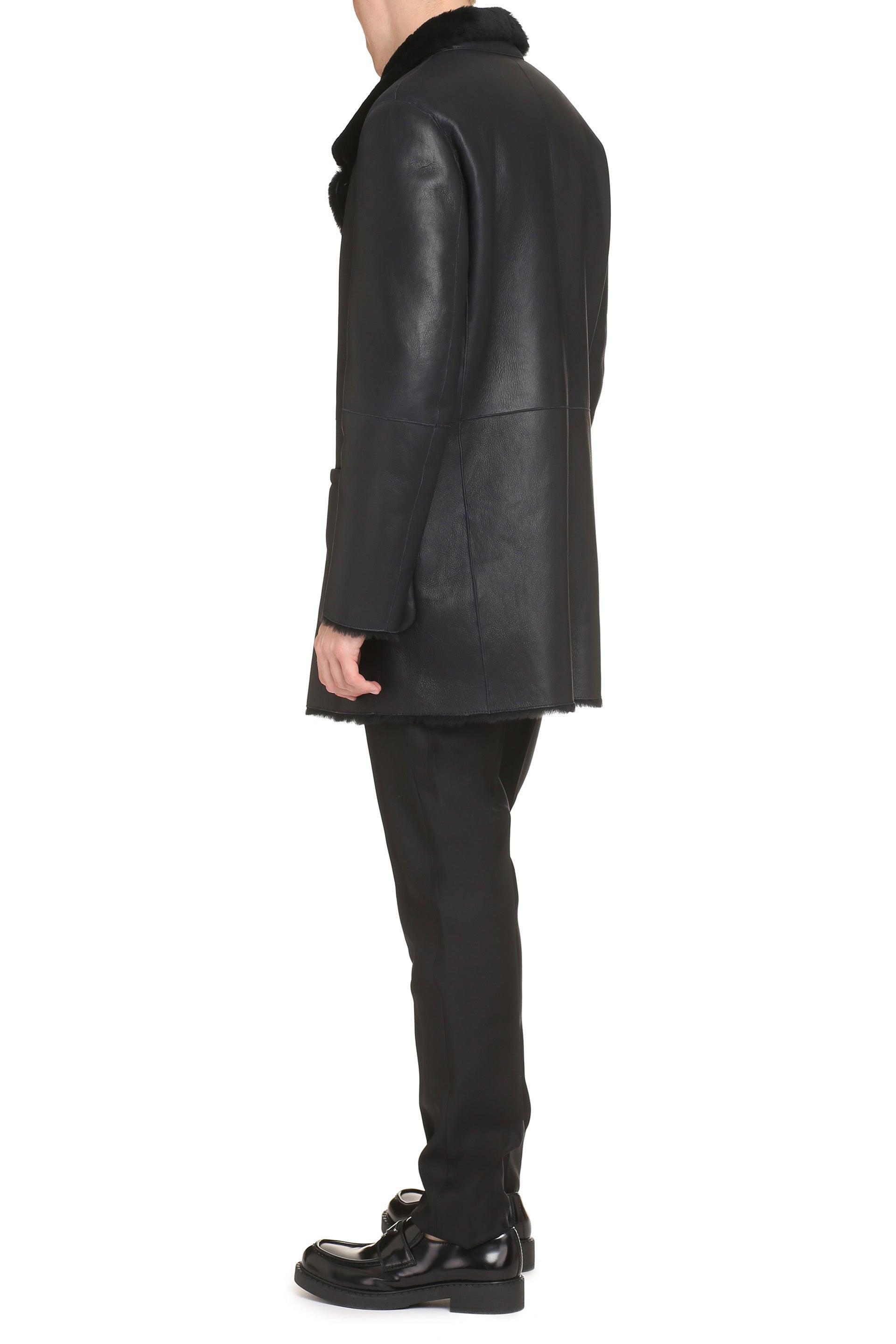 Giorgio Armani Shearling Sheepskin Coat in Black for Men Lyst