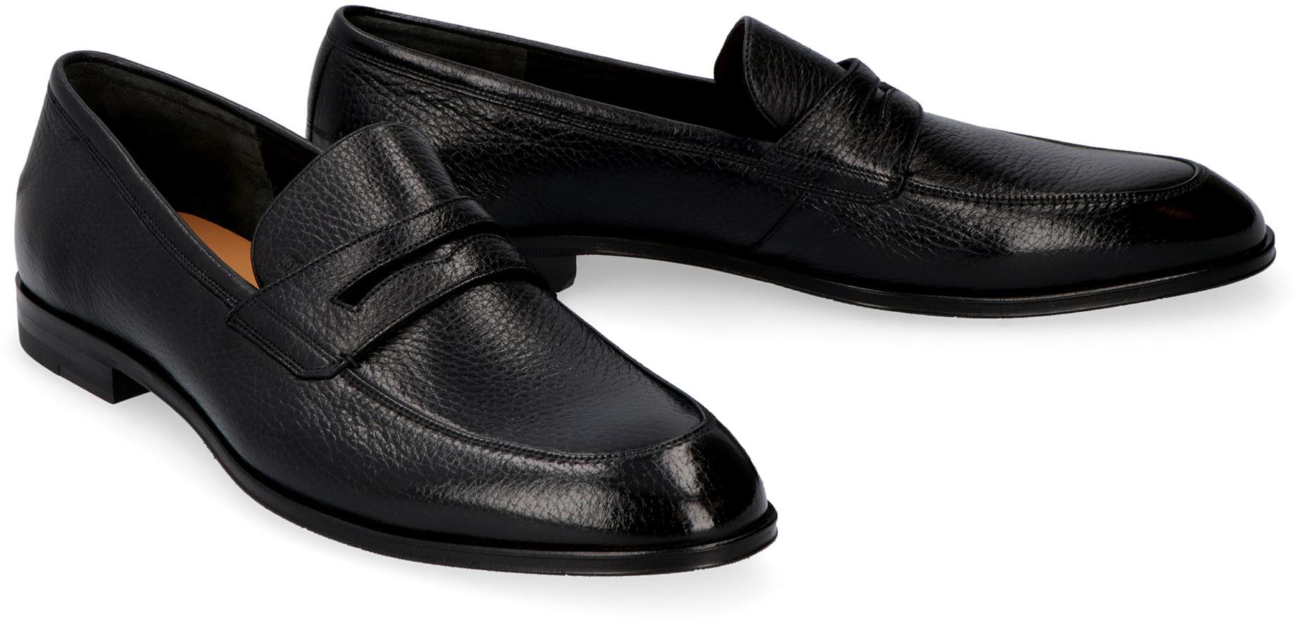 Bally Webb Pebbled Leather Loafers in Black for Men - Lyst