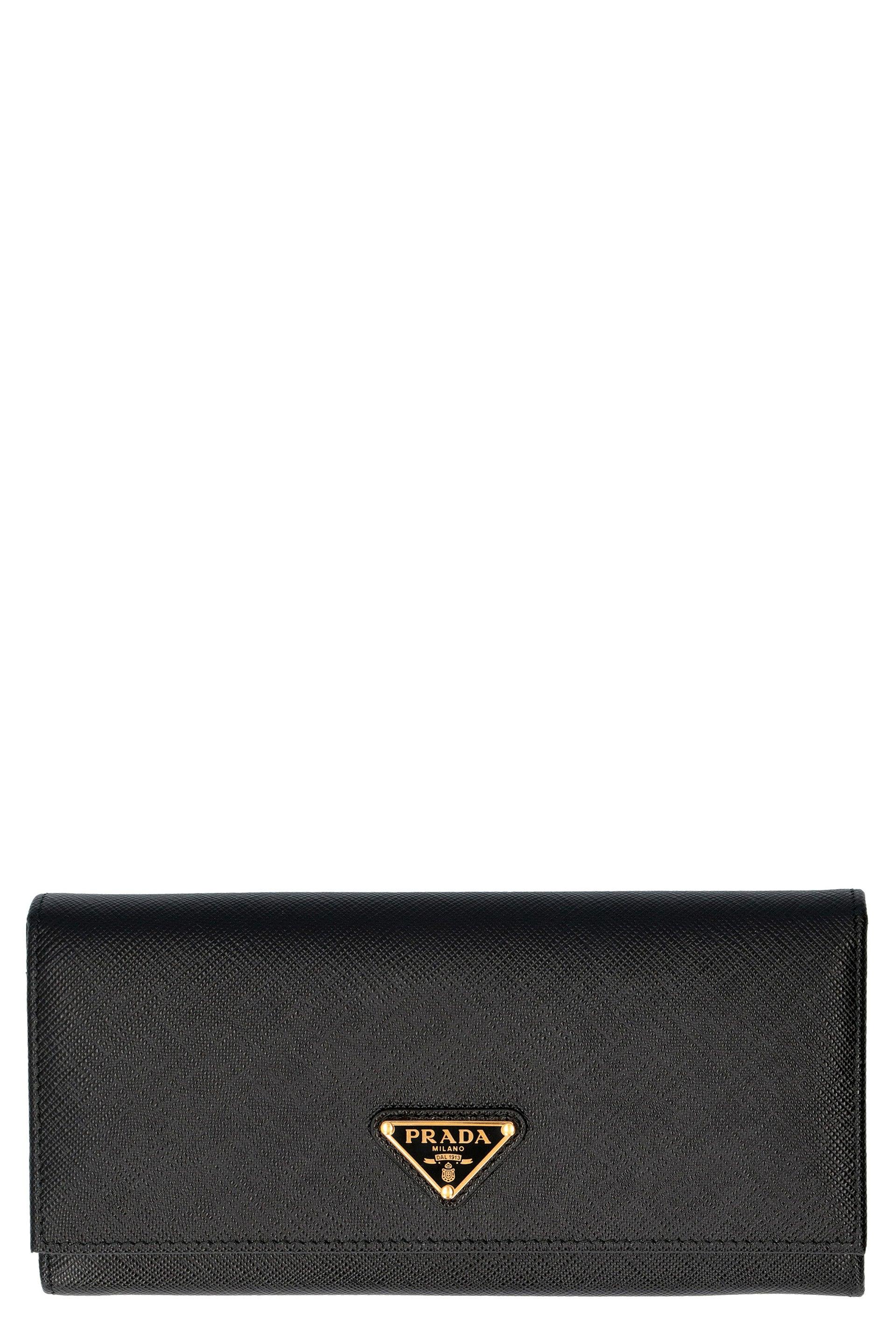 Prada Saffiano Leather Wallet in Black | Lyst