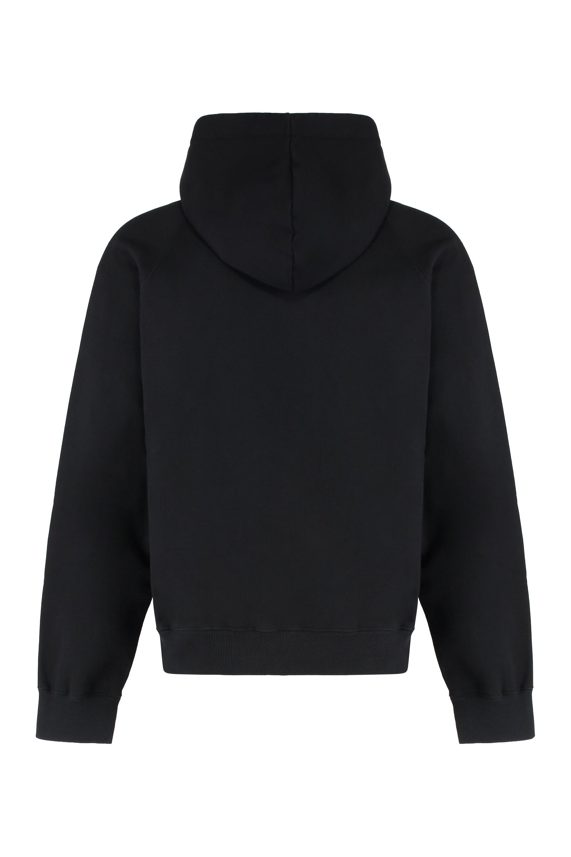 【関税&送料込】Alexander Mcqueen Black Cotton Hoodie Alexander McQueen logo-print Drawstring Hoodie | Black