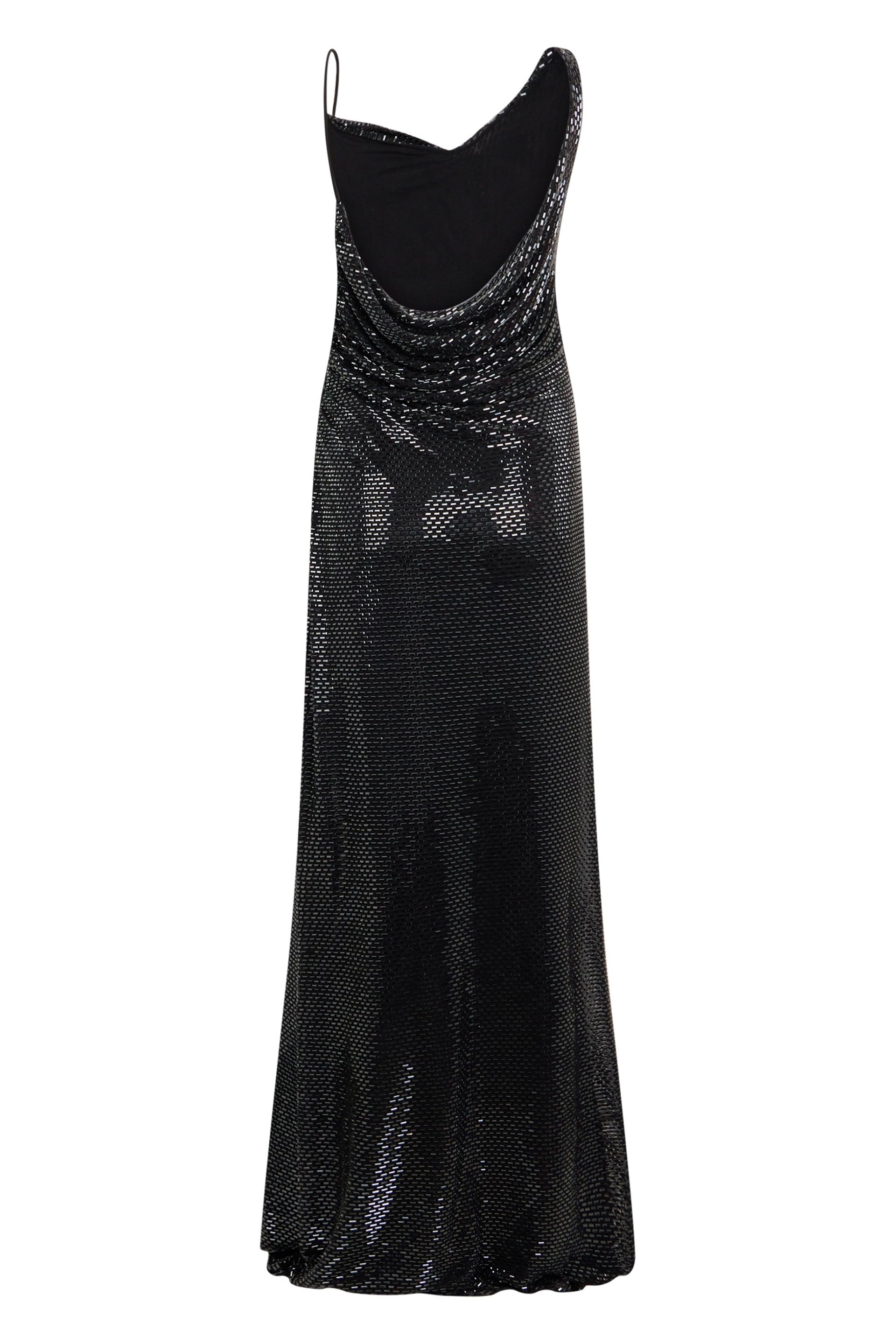 self portrait one shoulder sequin dress Self-Portrait Rhinestone one-shoulder Maxi Dress | Silver