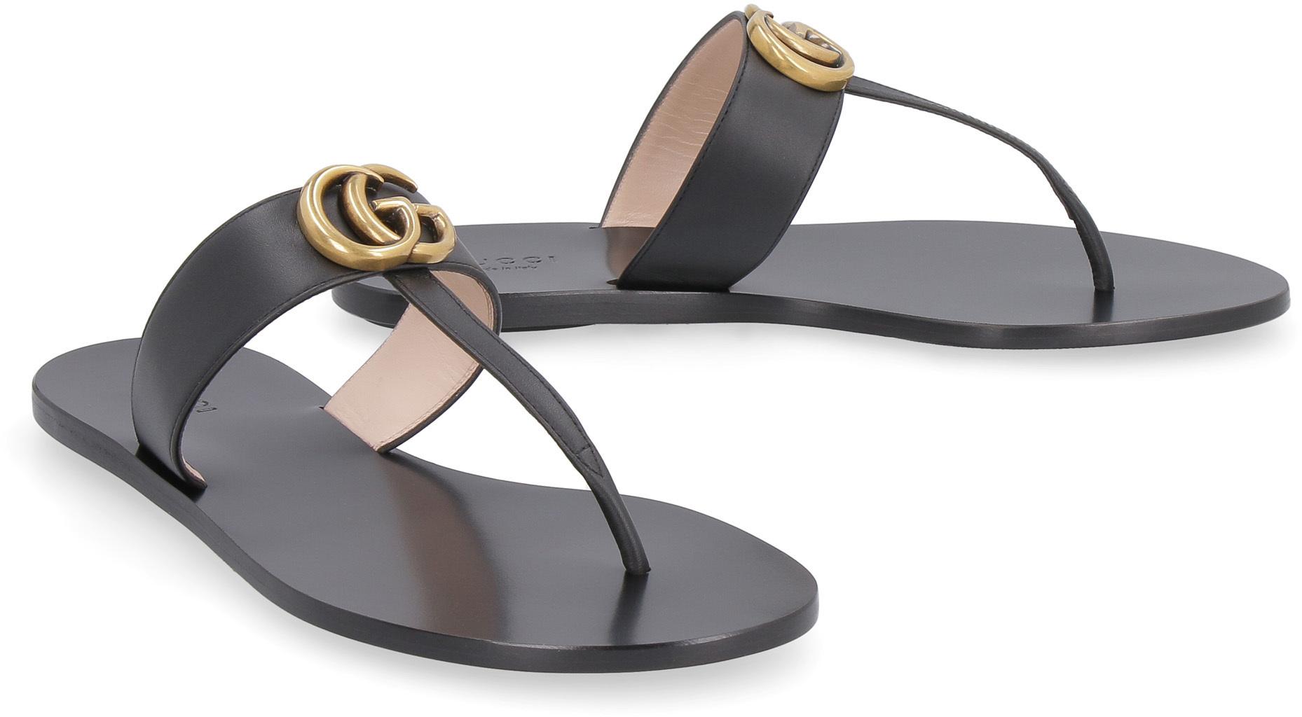 Gucci Marmont Leather Thong Sandal in Nero (Black) - Save 36% - Lyst