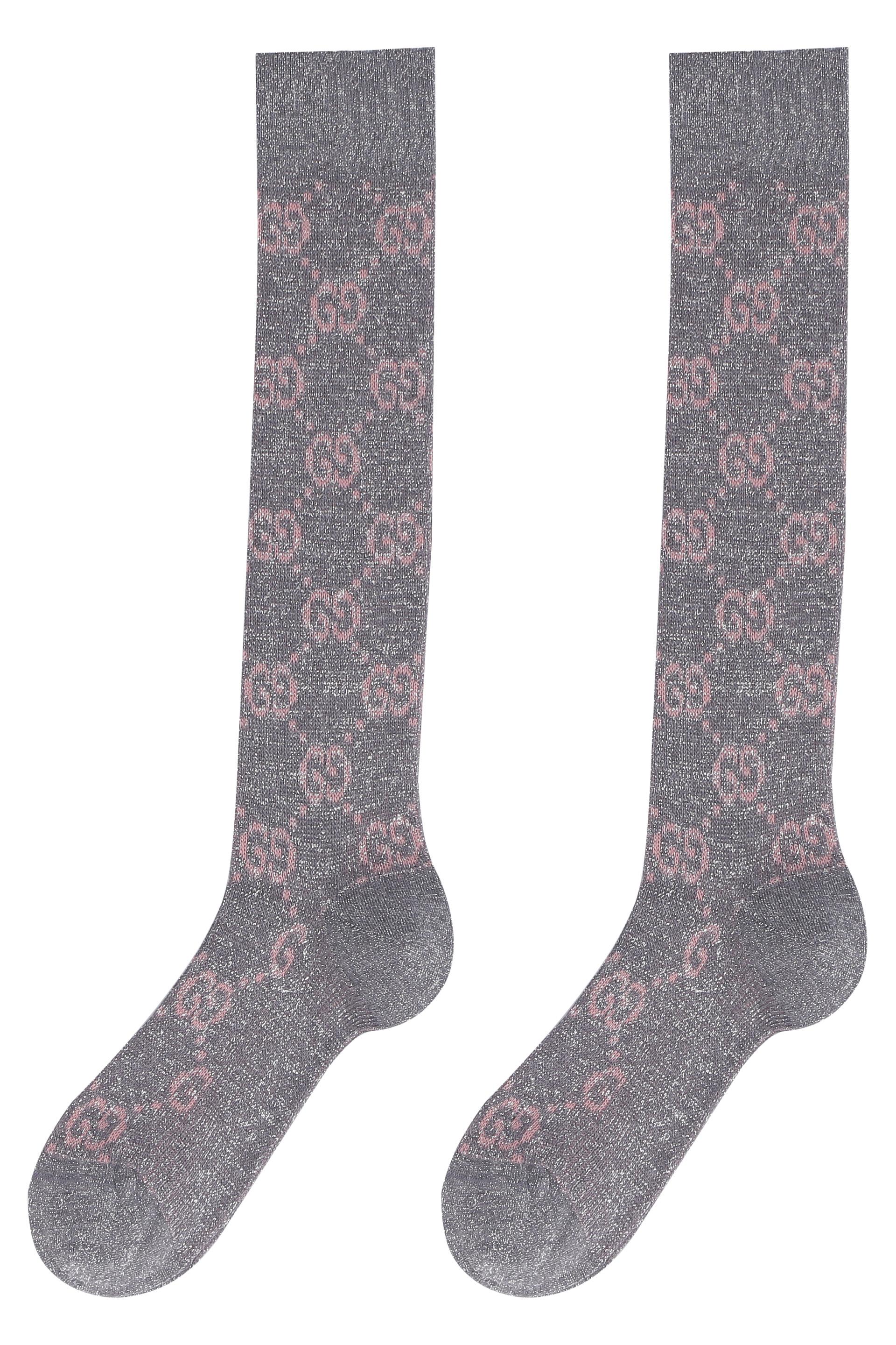 Gucci Lamé GG Socks in Gray