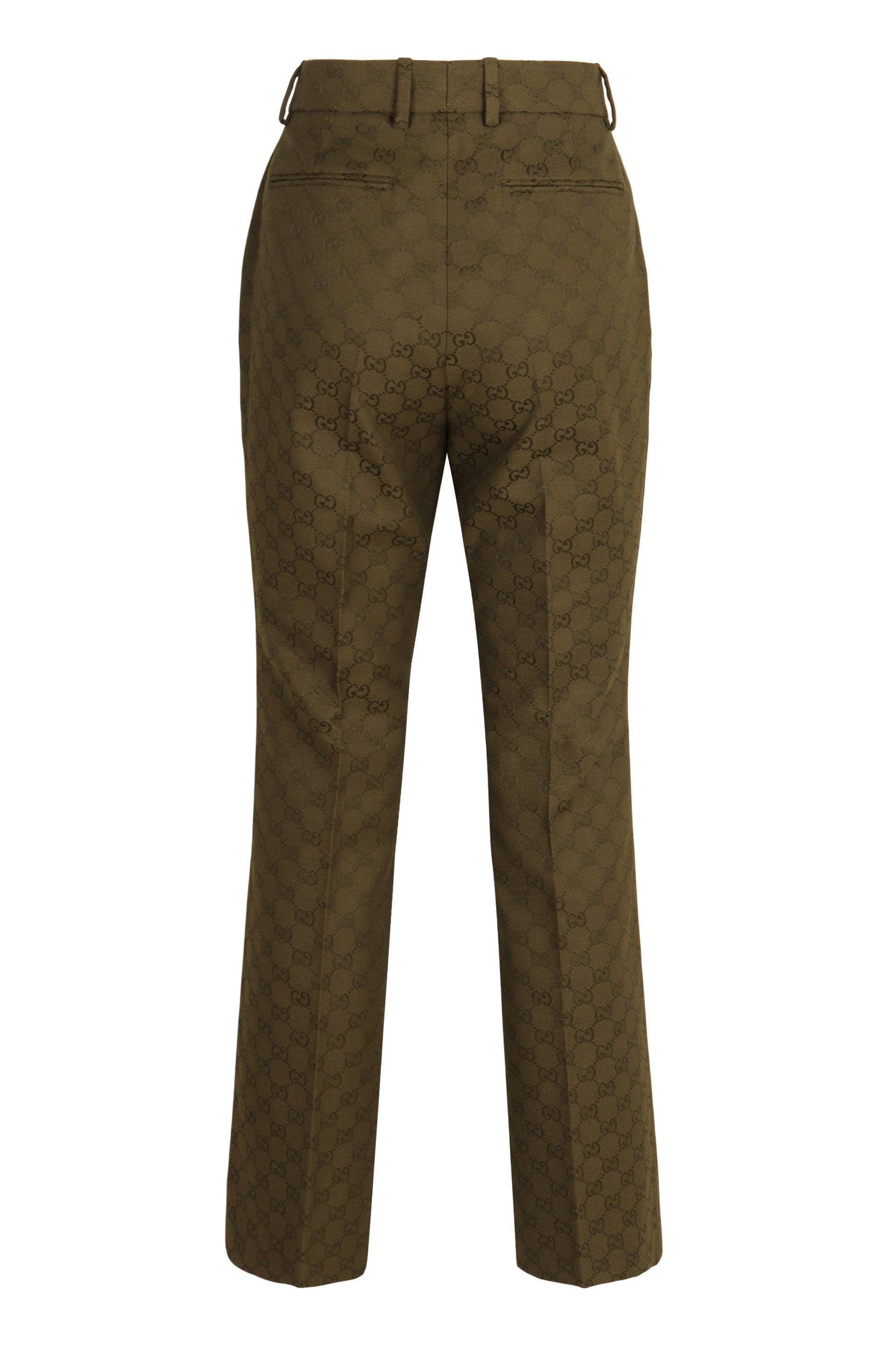 パンツ GUCCI MILITARY GREEN TROUSERS IN GG FABRIC GG canvas pant in forest green | GUCCI® US