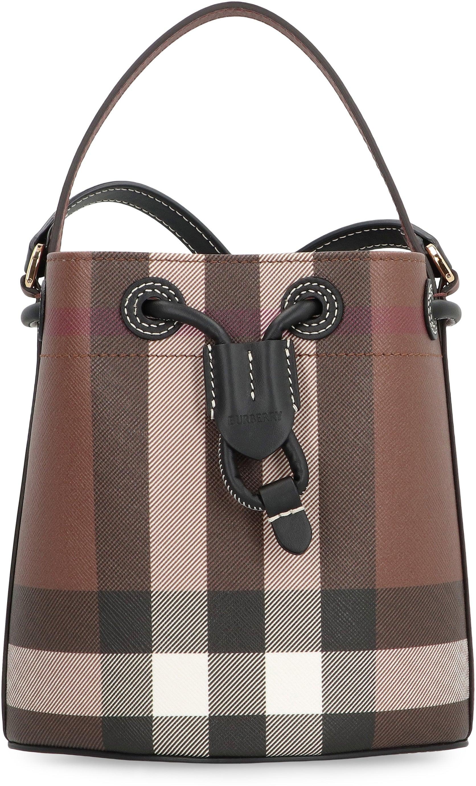 【BURBERRY】BUCKET BAG Mini Check Bucket Bag in Archive beige/briar brown - Women