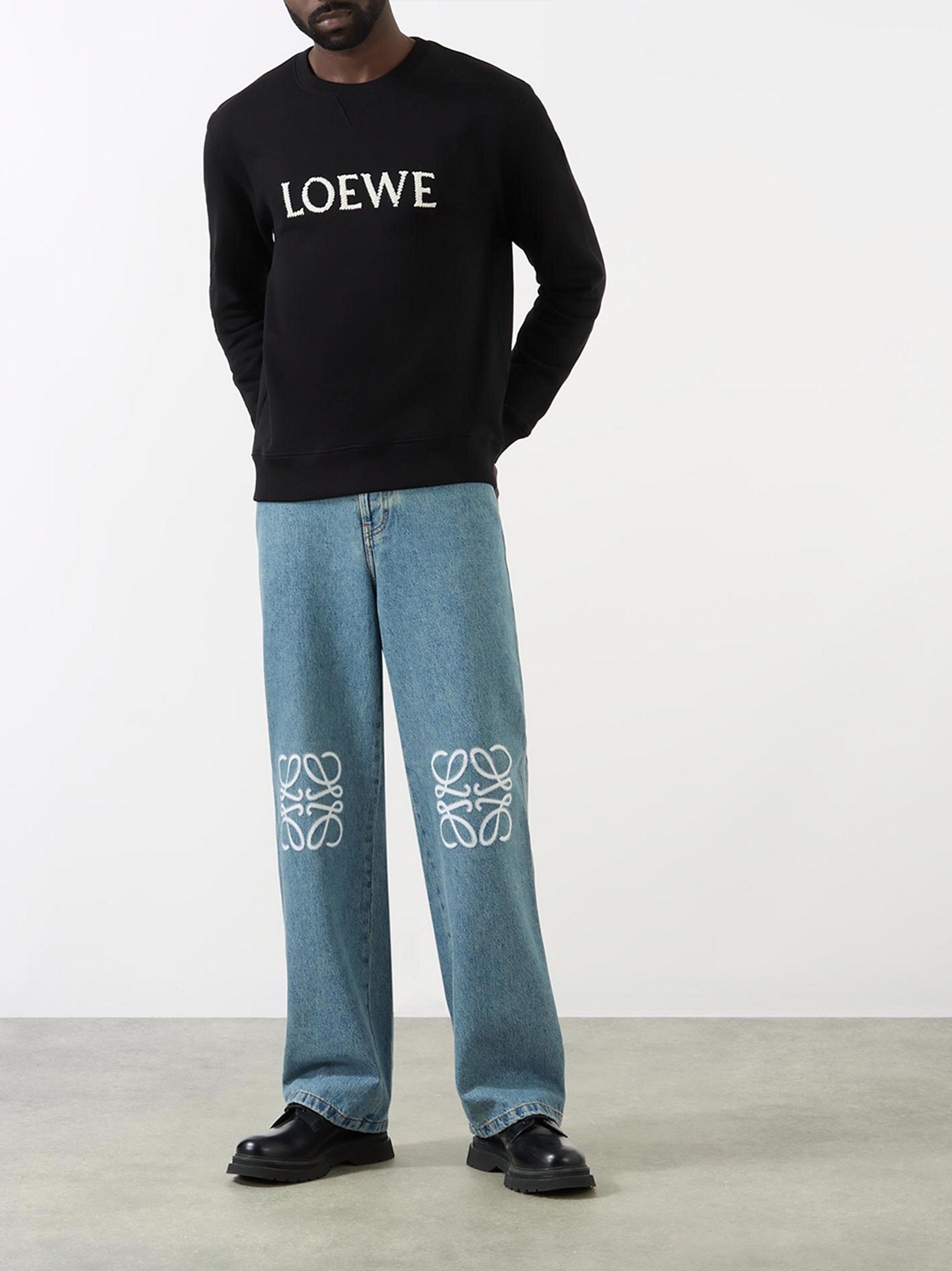 Loewe Logo Embroidered Sweatshirt in Black for Men | Lyst