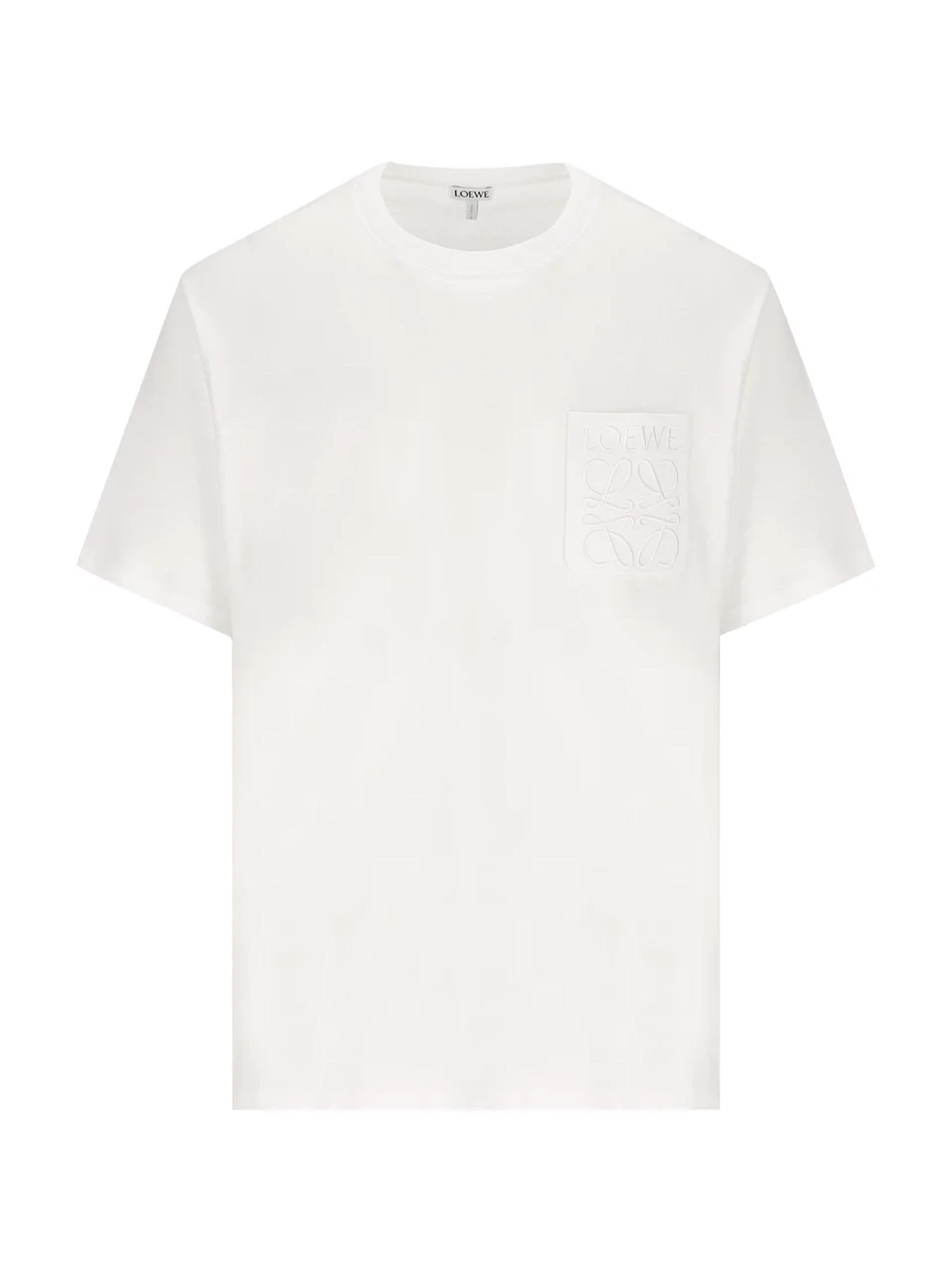 Loewe Logo Embroidered Pocket T-Shirt in White for Men | Lyst