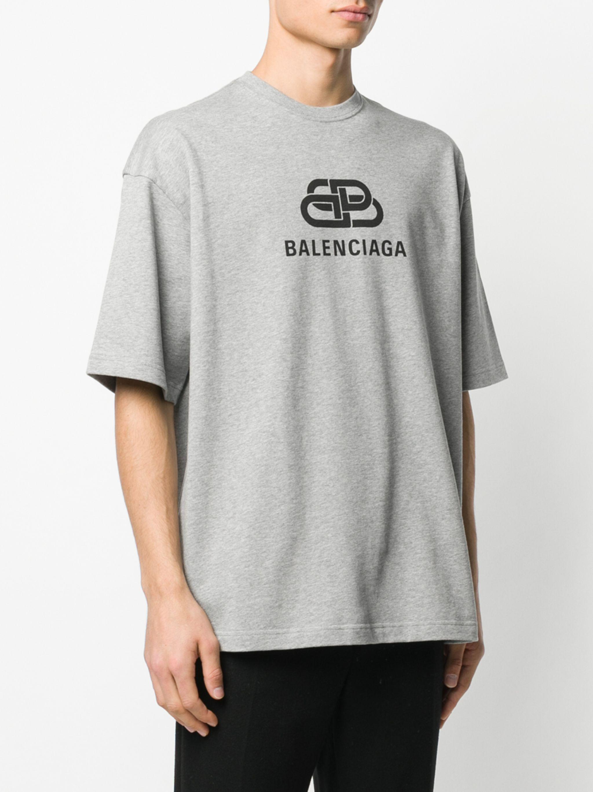 Balenciaga Bb Logo Printed T-Shirt in Grey for Men | Lyst UK