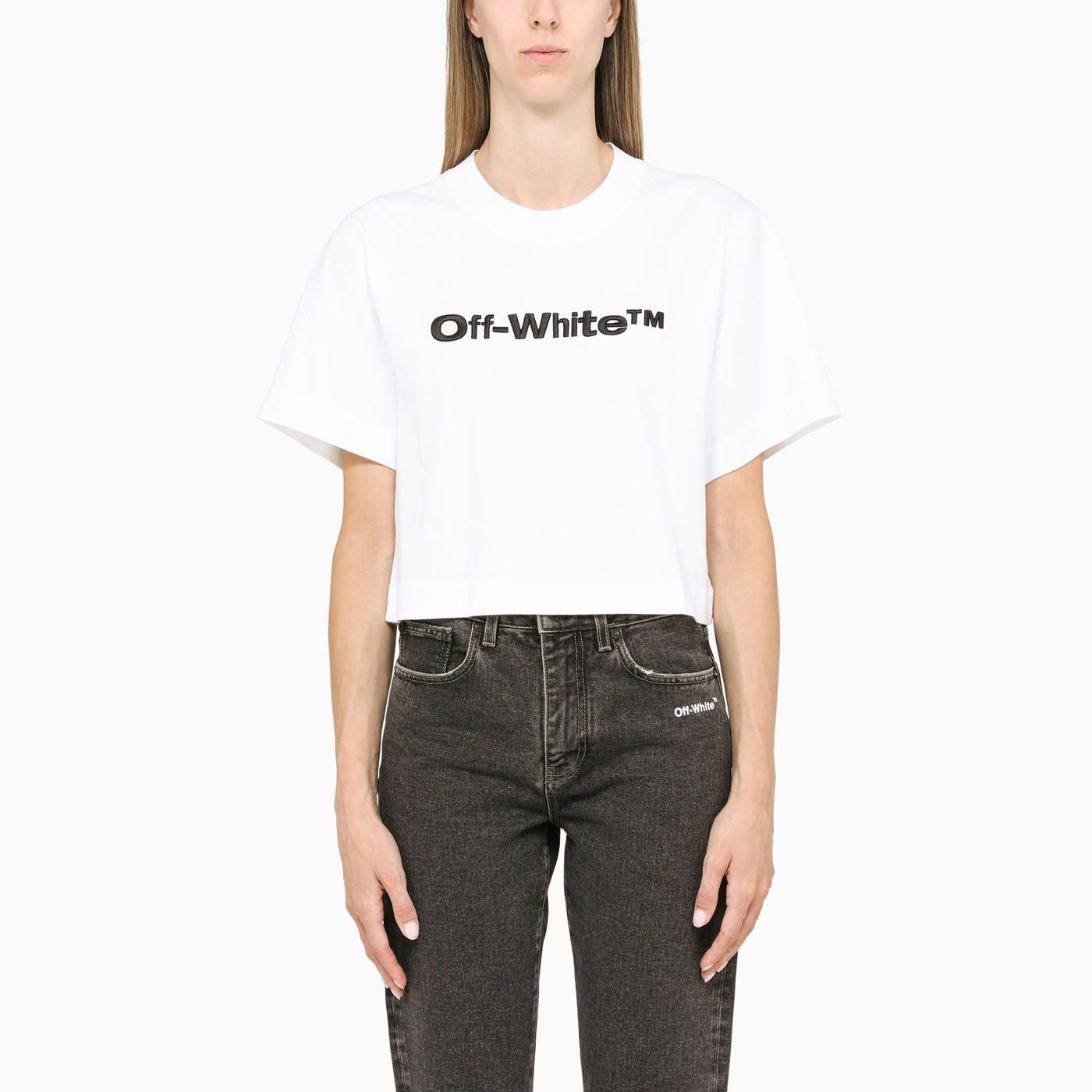 Off-White c/o Virgil Abloh Off Whitetm Cropped White T Shirt With Logo  Embroidery | Lyst