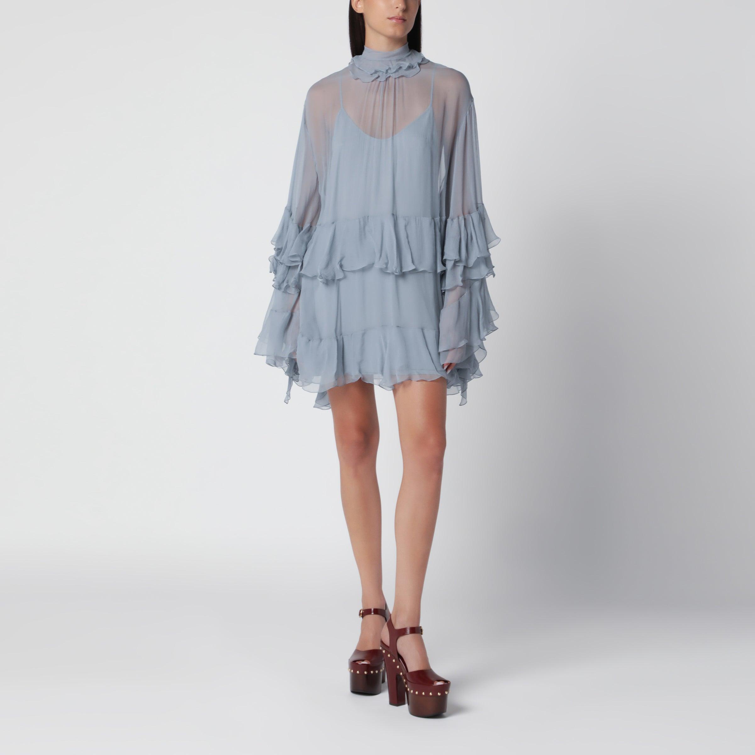 chloe surreal blue dress Designer Silk Dresses for Women - Up to 82% off Wedding dress Wedding Dresses with Train leather shoes Sleeveless long dress in Items:Wings