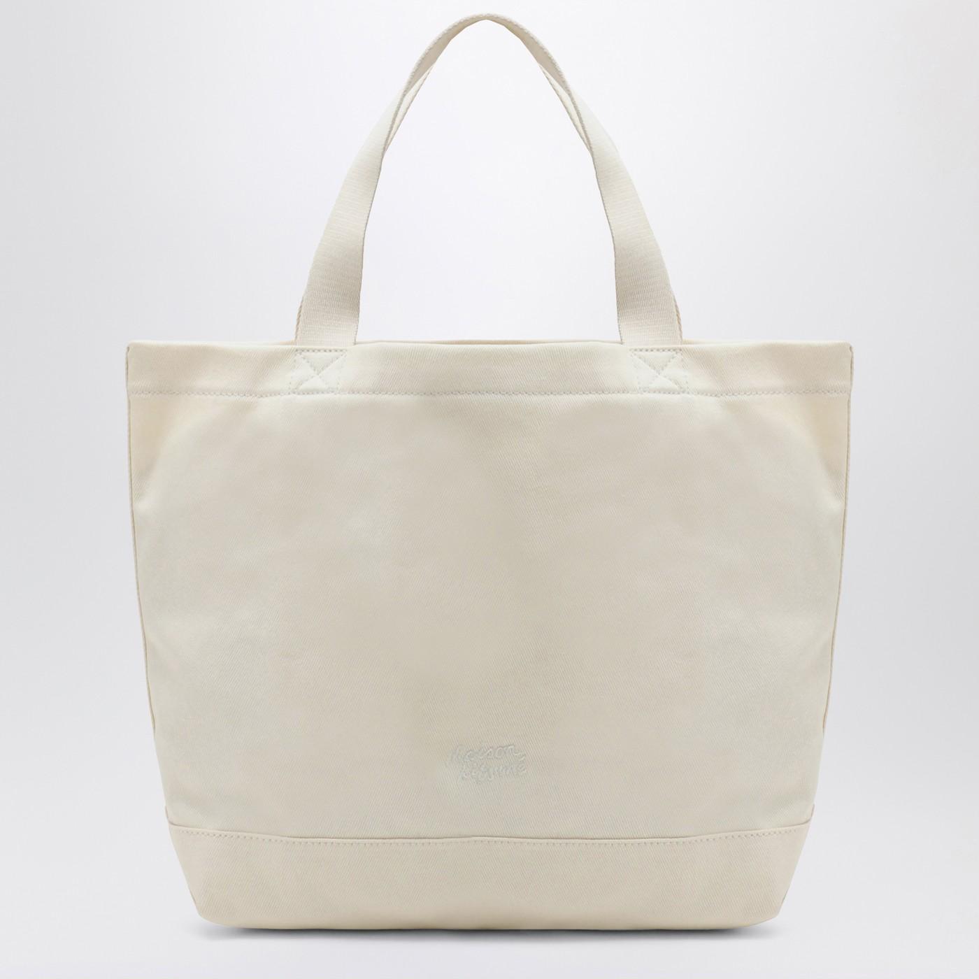 【送料&関税込】Maison KitsunAC White Shopper With Maxi Logo Maison Kitsuné White Shopper With Maxi Logo Lettering On The