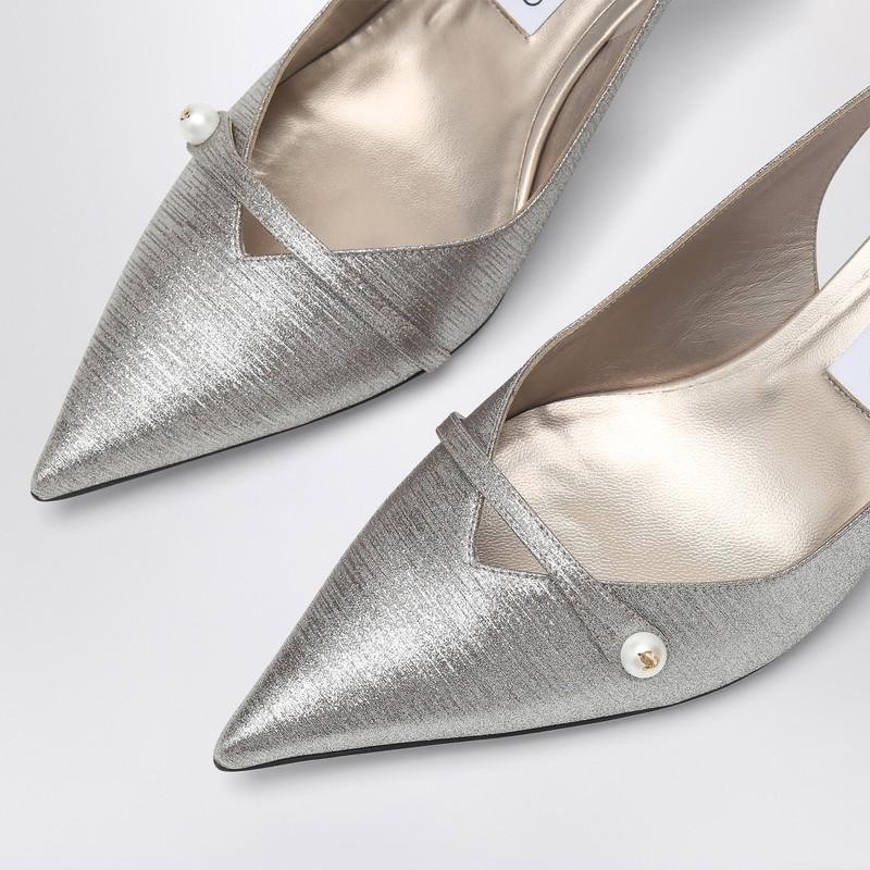 Jimmy Choo Pumps Slingback Amita 45 Silver in White | Lyst