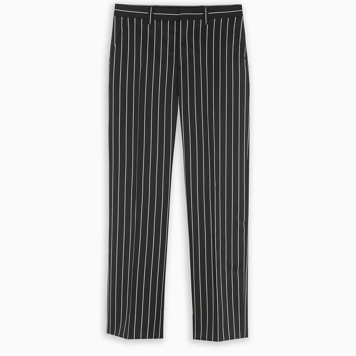 Burberry Wool Black Trousers With White Stripes for Men - Lyst