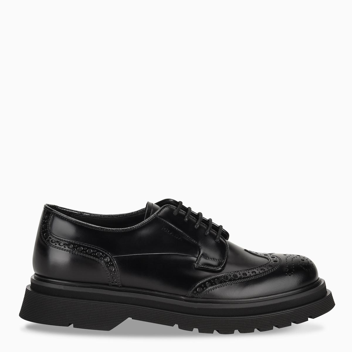 Prada Black Leather Derby Lace-up for Men - Lyst