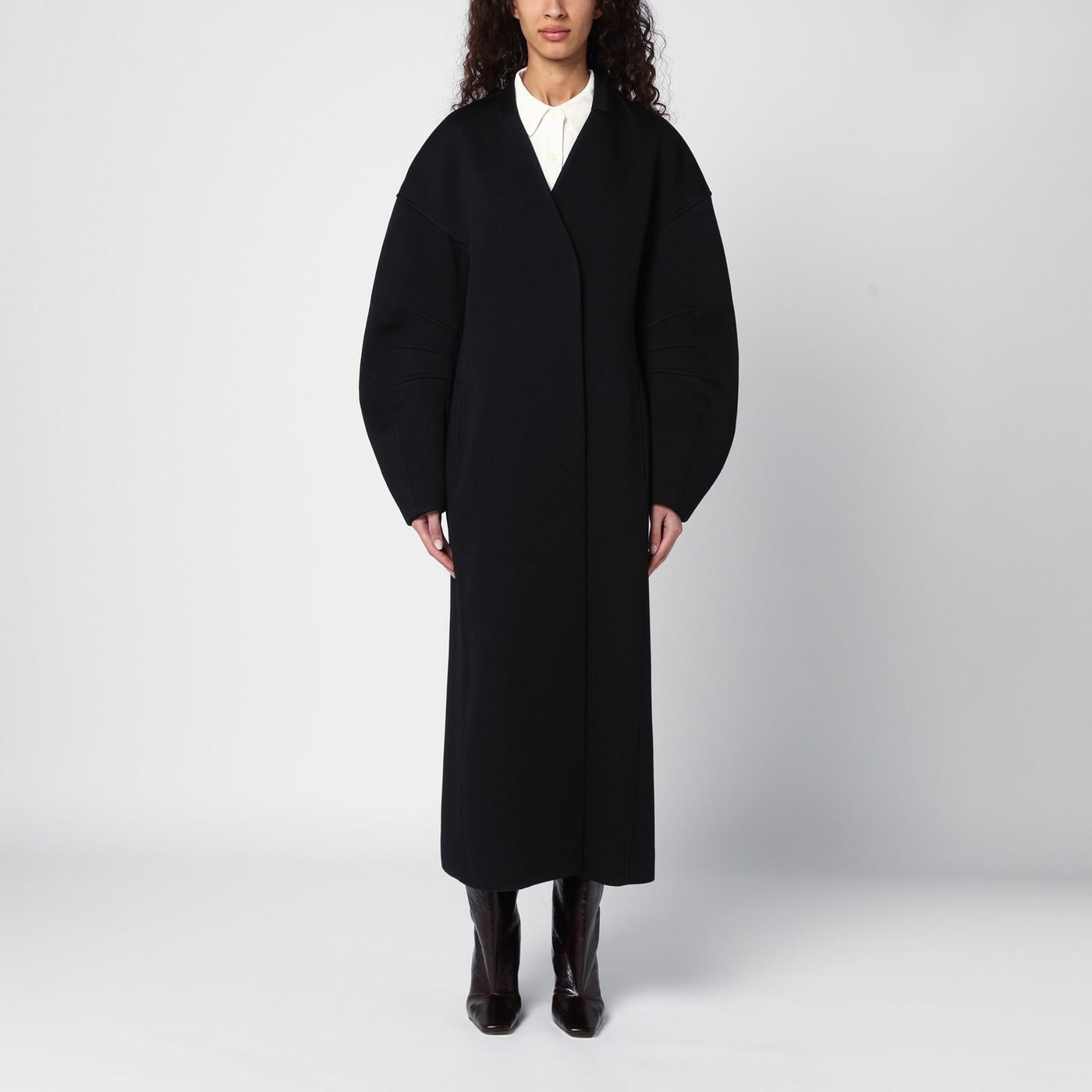 Jil Sander Double-Breasted Coat in Black | Lyst
