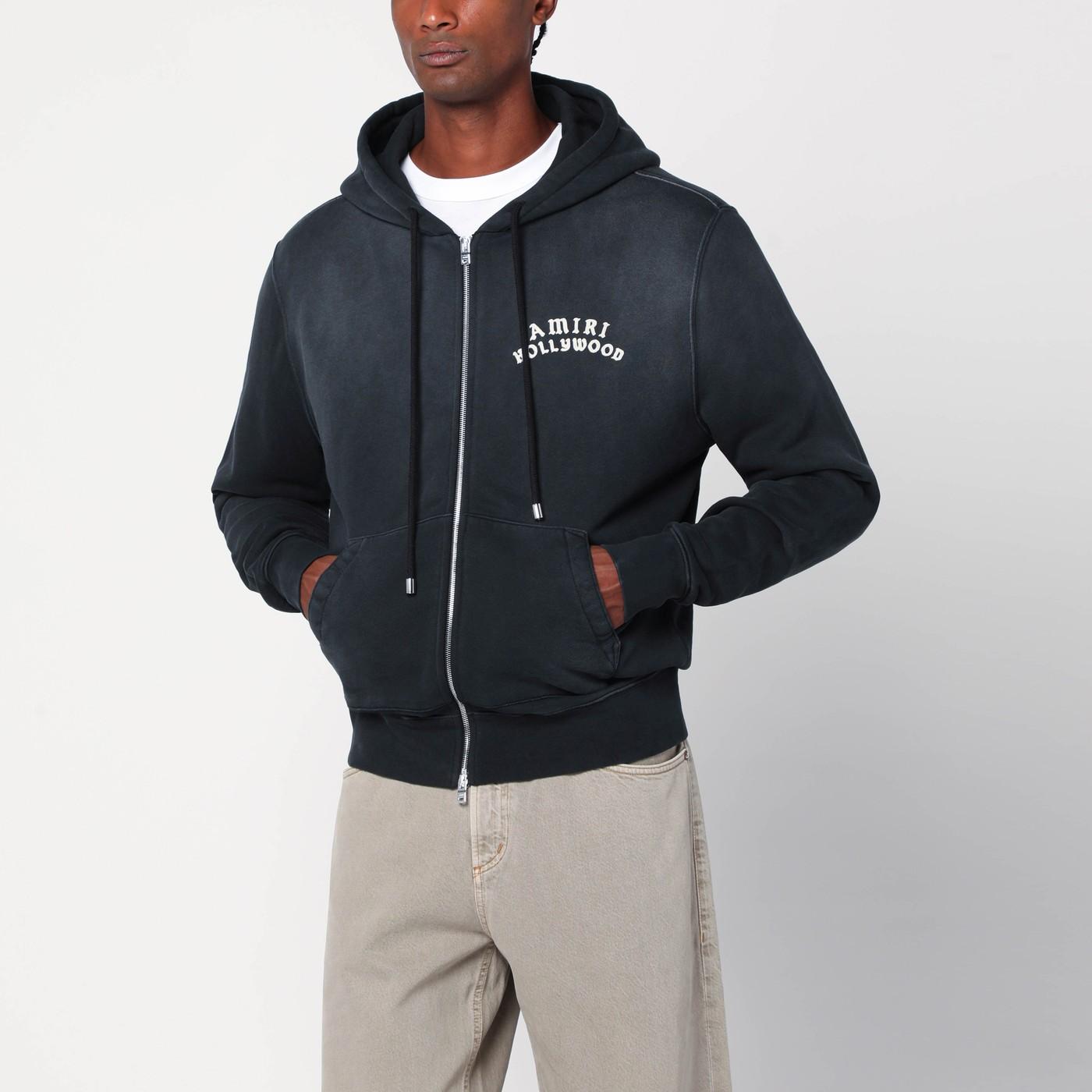 【関税&送料込】Amiri Faded Black Zip Sweatshirt With Logo Amiri Logo Shotgun Zip Hoodie 'Faded Black'