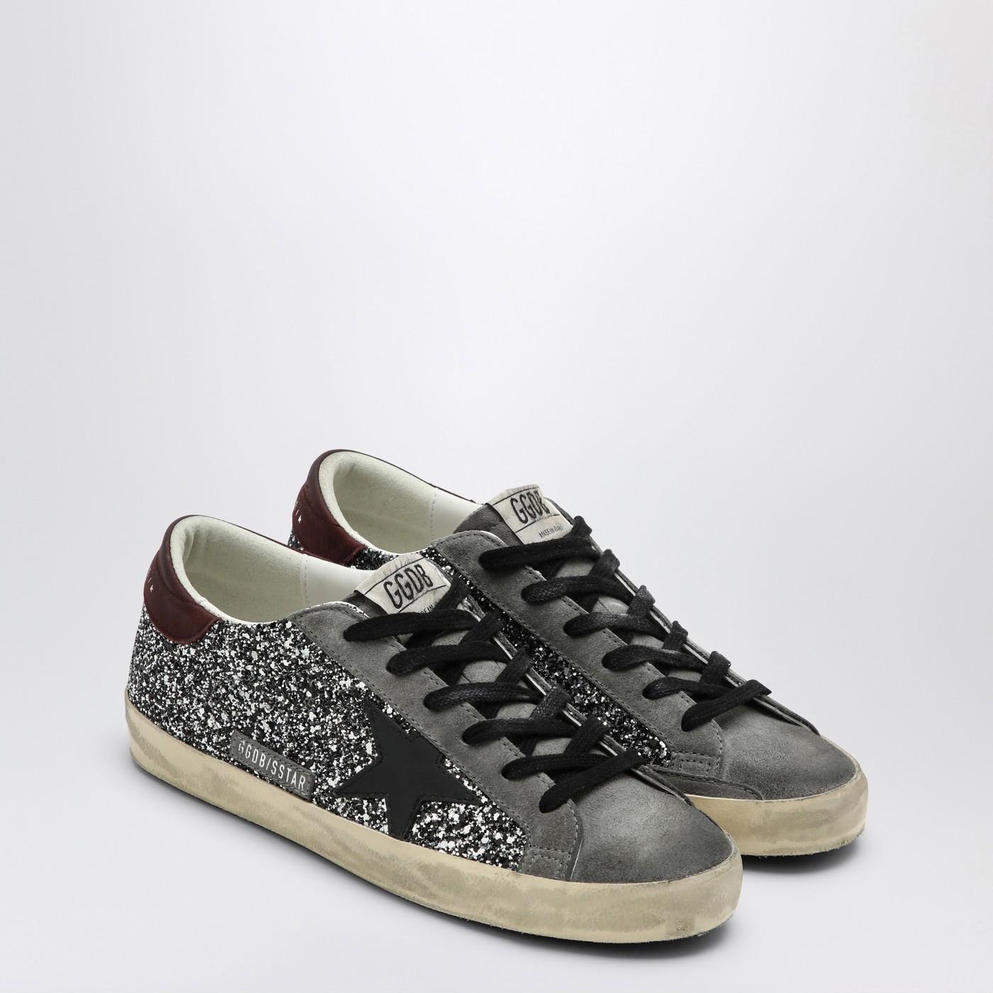 【関税&送料込】Golden  Silver Black Glitter Super-Star Golden Goose Silver and Black Glitter Superstar Sneakers
