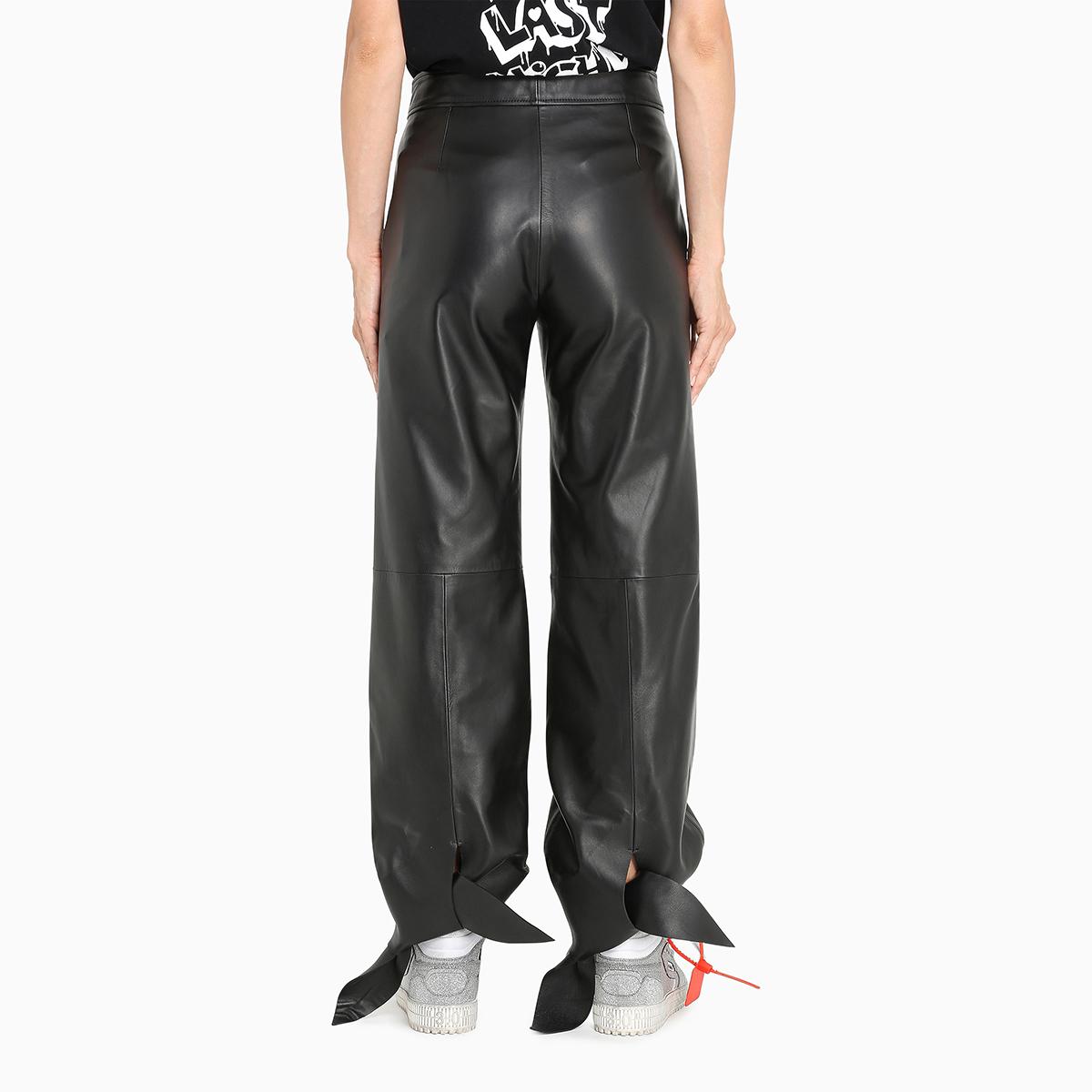 Off-White c/o Virgil Abloh Tm Ankle Tie Leather Trousers in Black