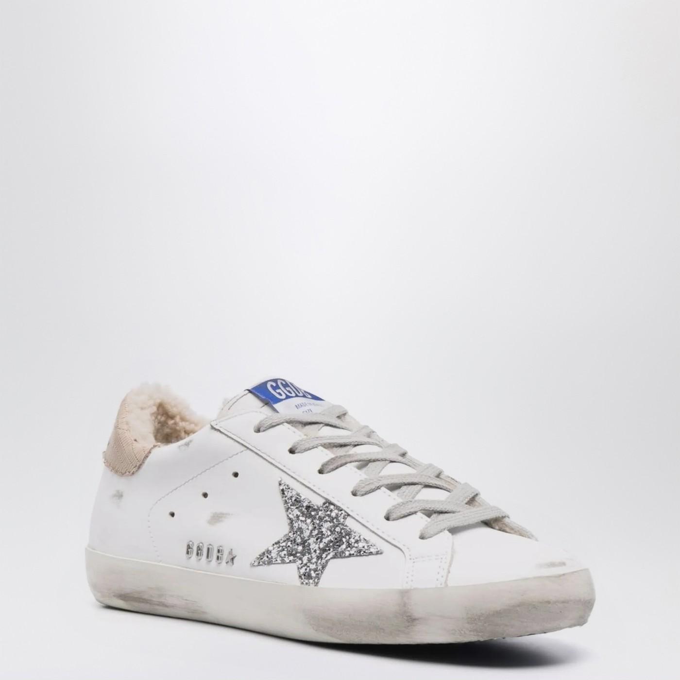 シューズ・サンダルその他 Golden  White/silver Super-Star sneakers with shearling Golden Goose - Superstar Silver Glitter Shearling Slip On