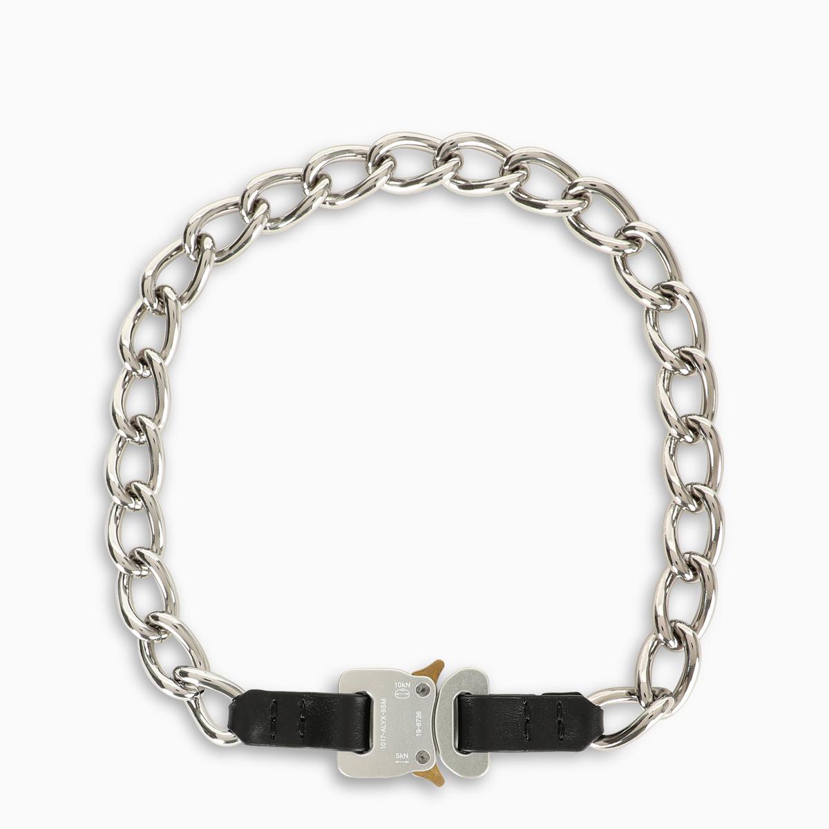 1017 ALYX 9SM Silver Chain And Leather Buckle Necklace in Black Silver ...